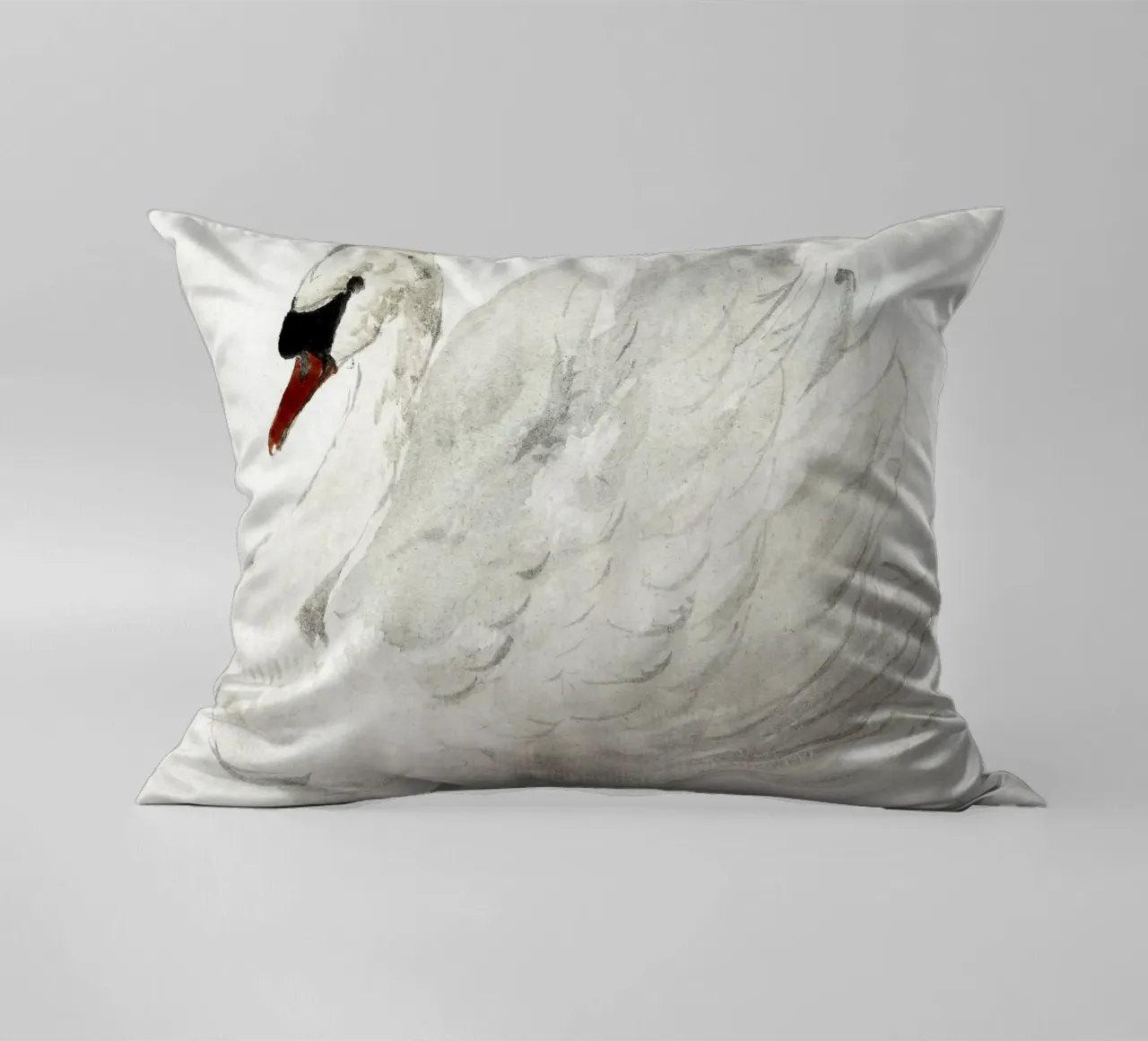 White swan drawing cuscino da vintageshop