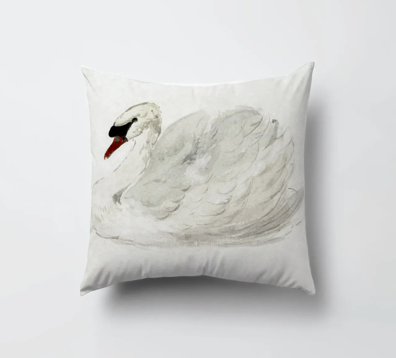 White swan drawing cuscino da vintageshop