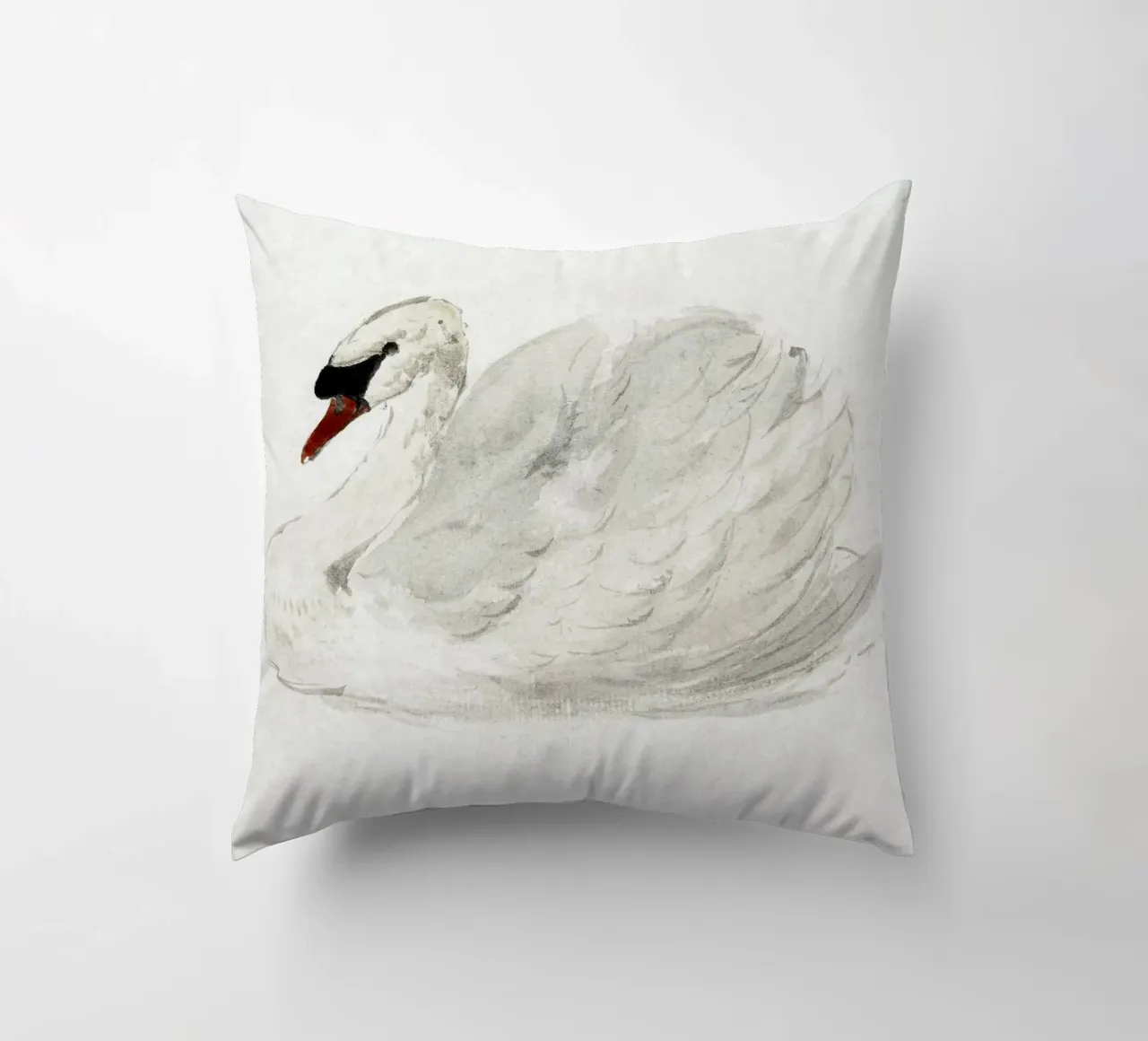 White swan drawing cuscino da vintageshop
