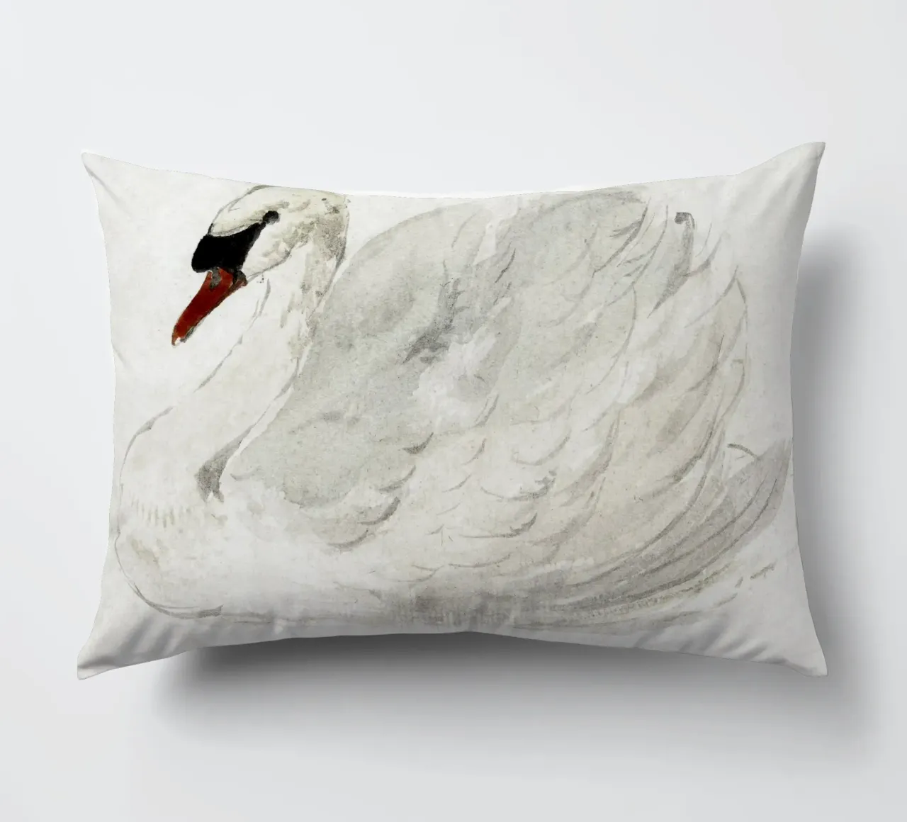 White swan drawing cuscino da vintageshop