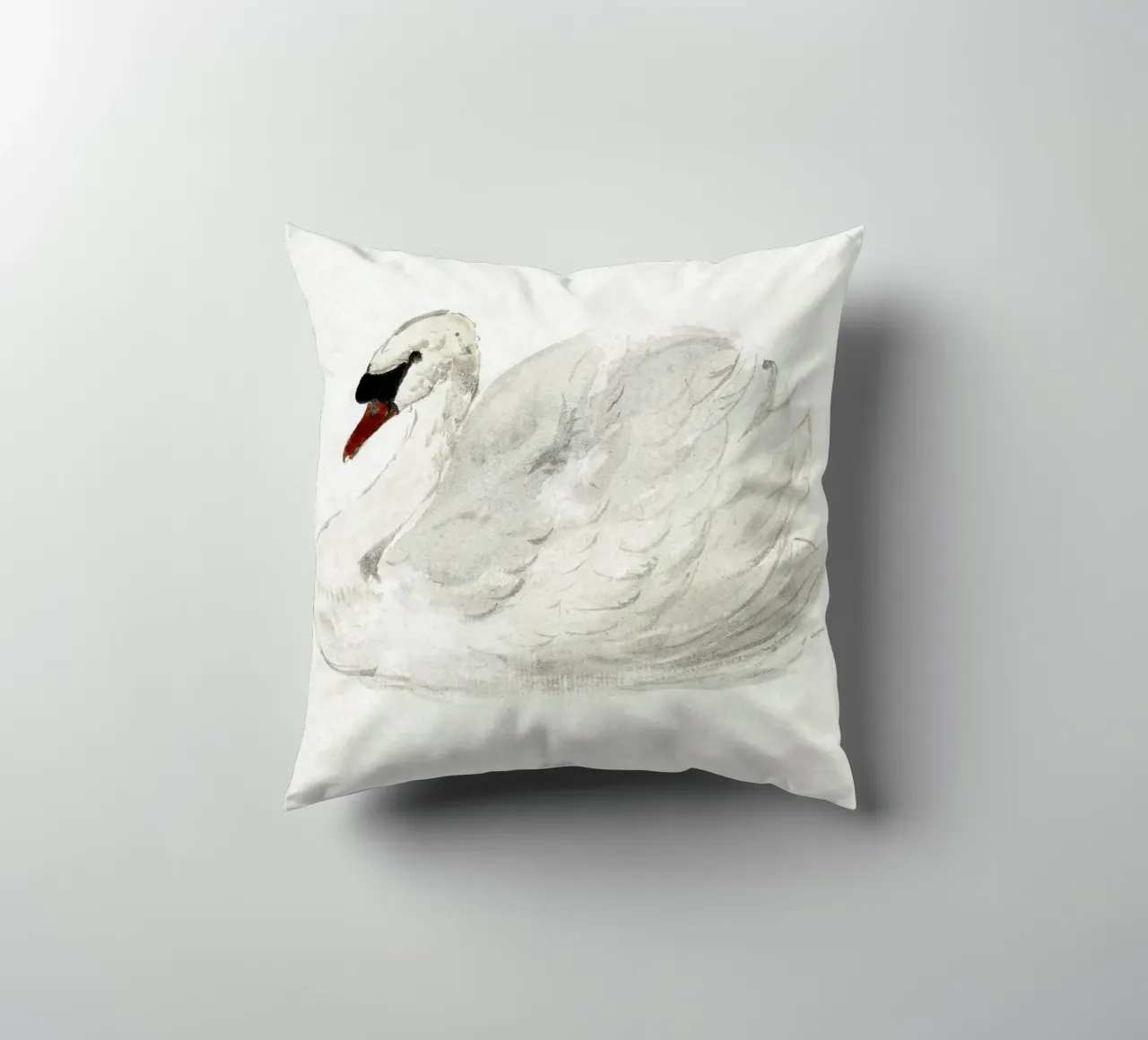 White swan drawing cuscino da vintageshop
