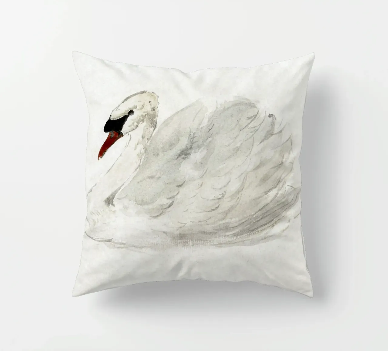 White swan drawing cuscino da vintageshop