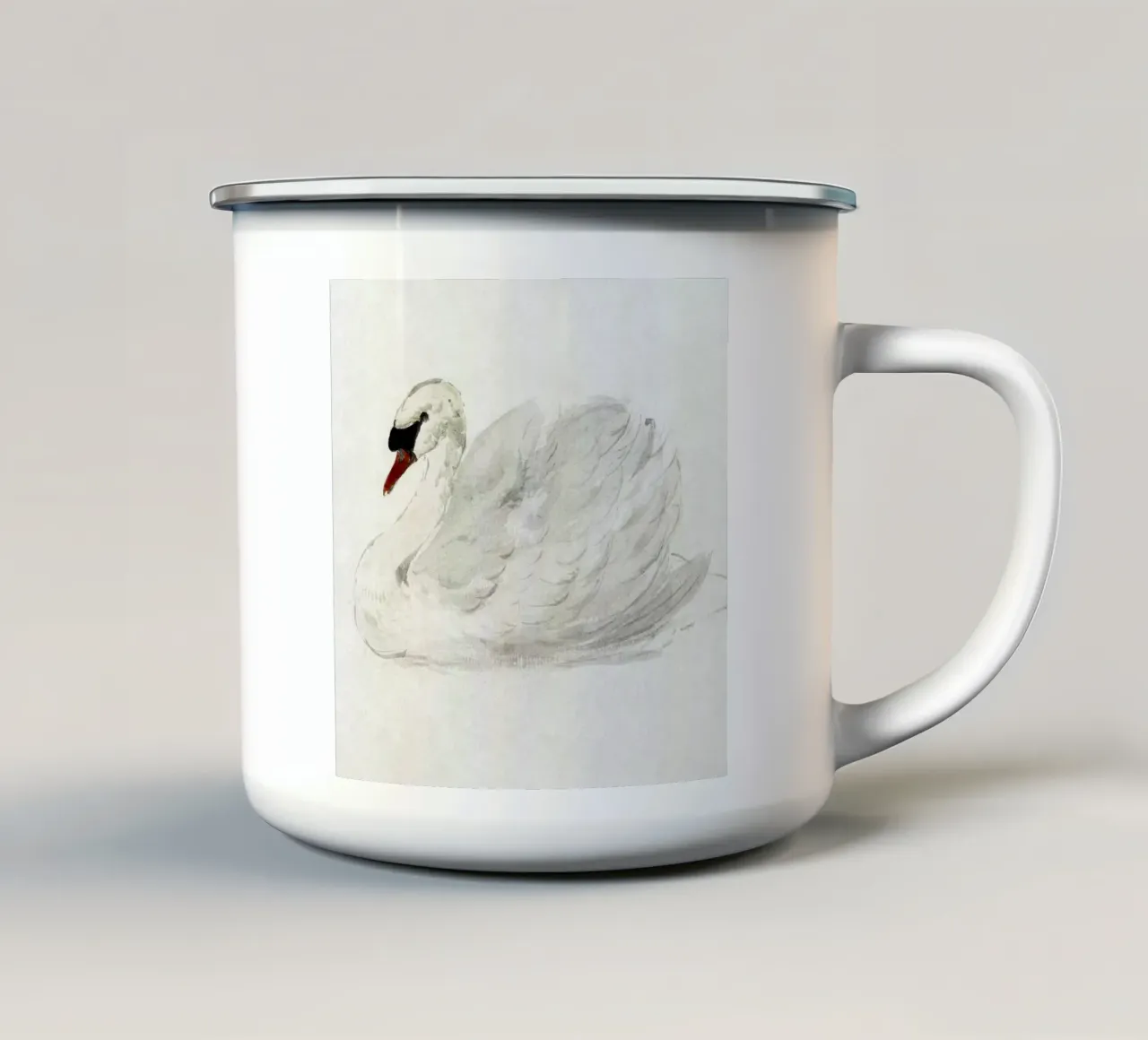 White swan drawing tazza in smalto da vintageshop