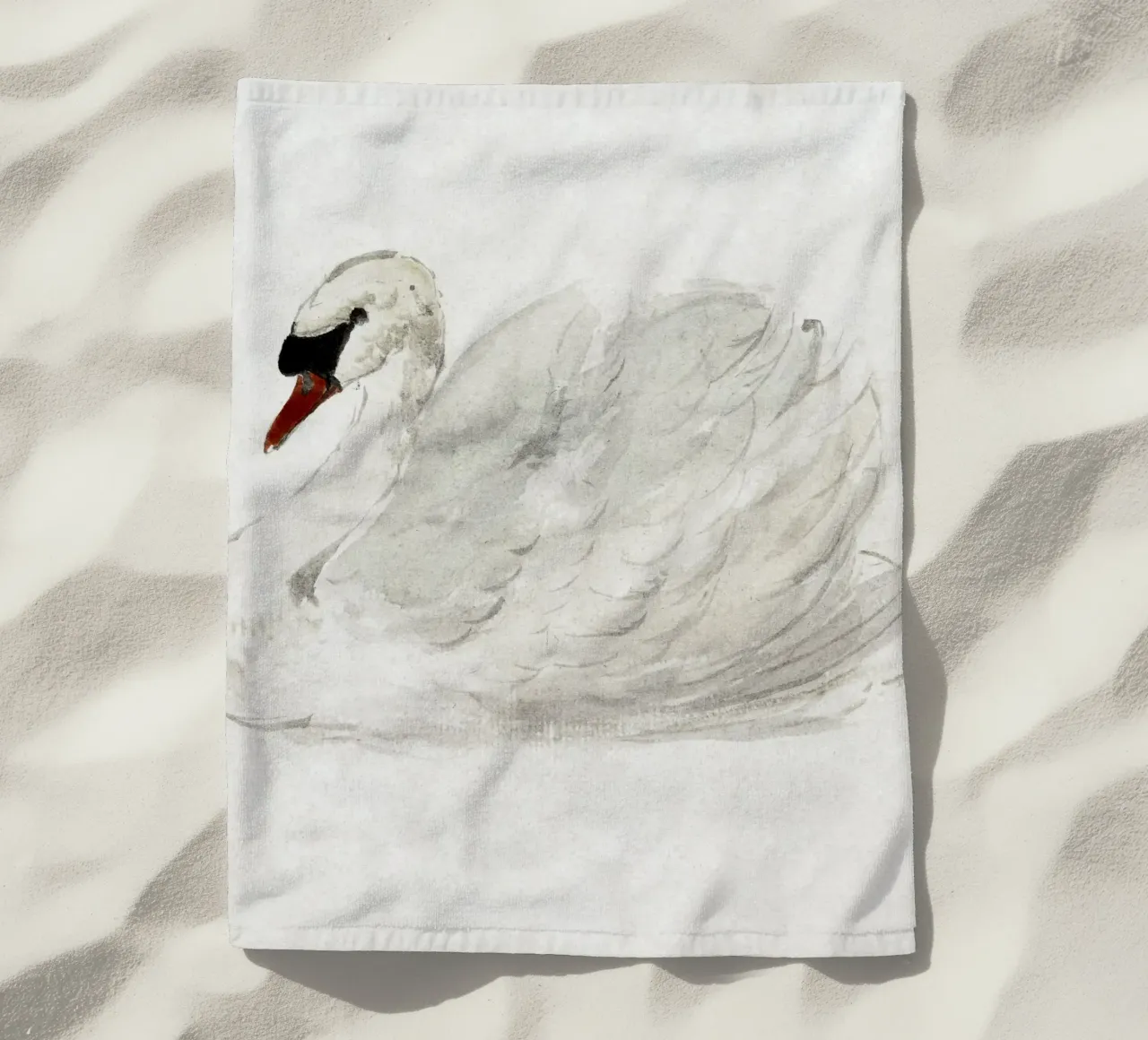 White swan drawing telo mare da vintageshop
