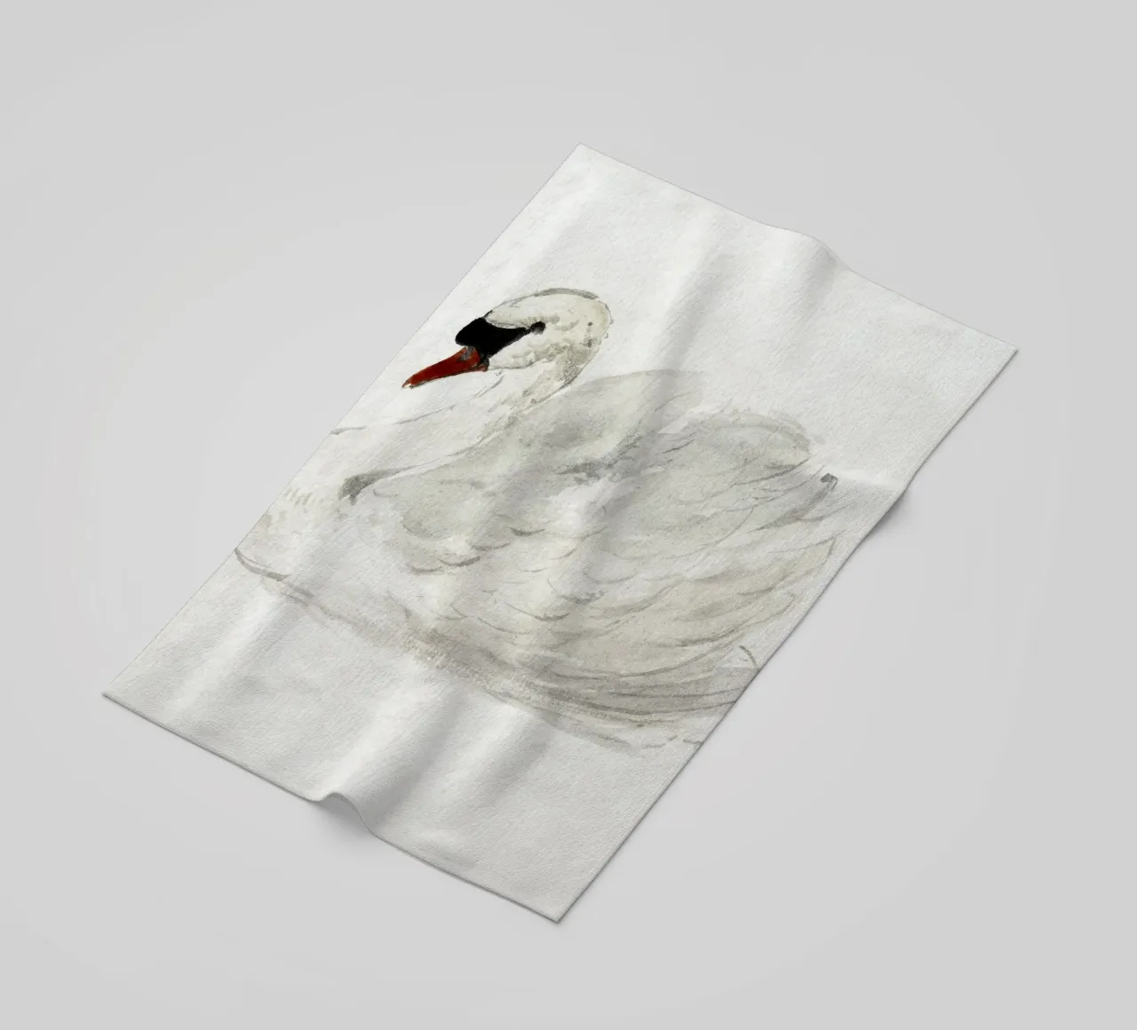 White swan drawing telo mare da vintageshop