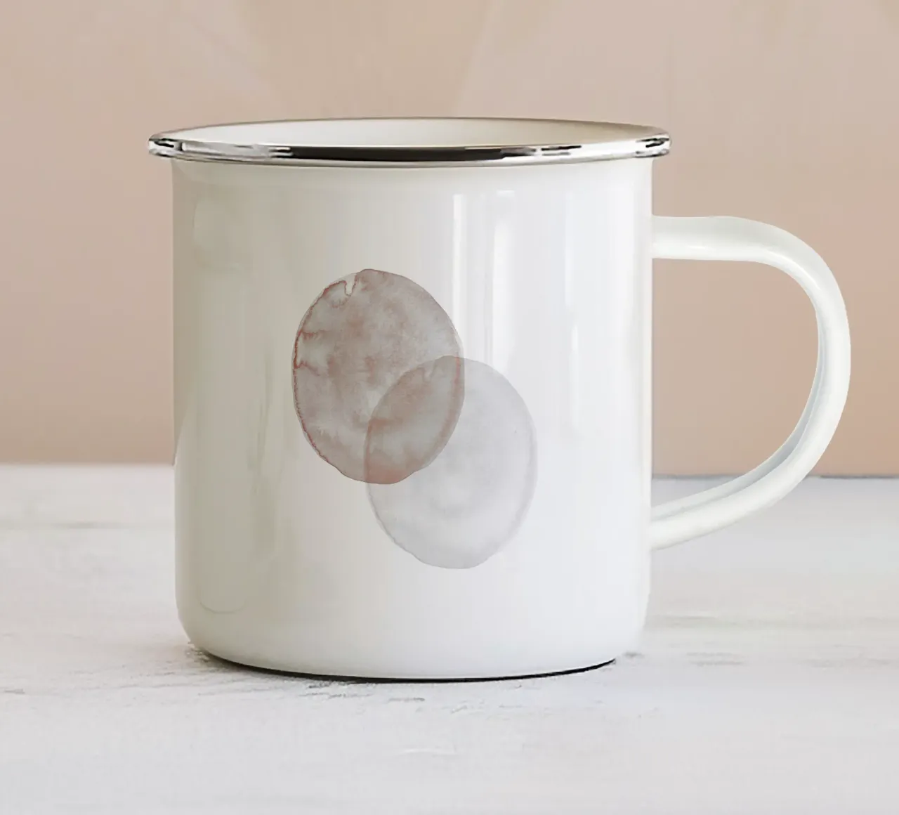 Terracotta and Beige Circles - Boho Tranquil Minimalism tazza in smalto da pierosvisuals