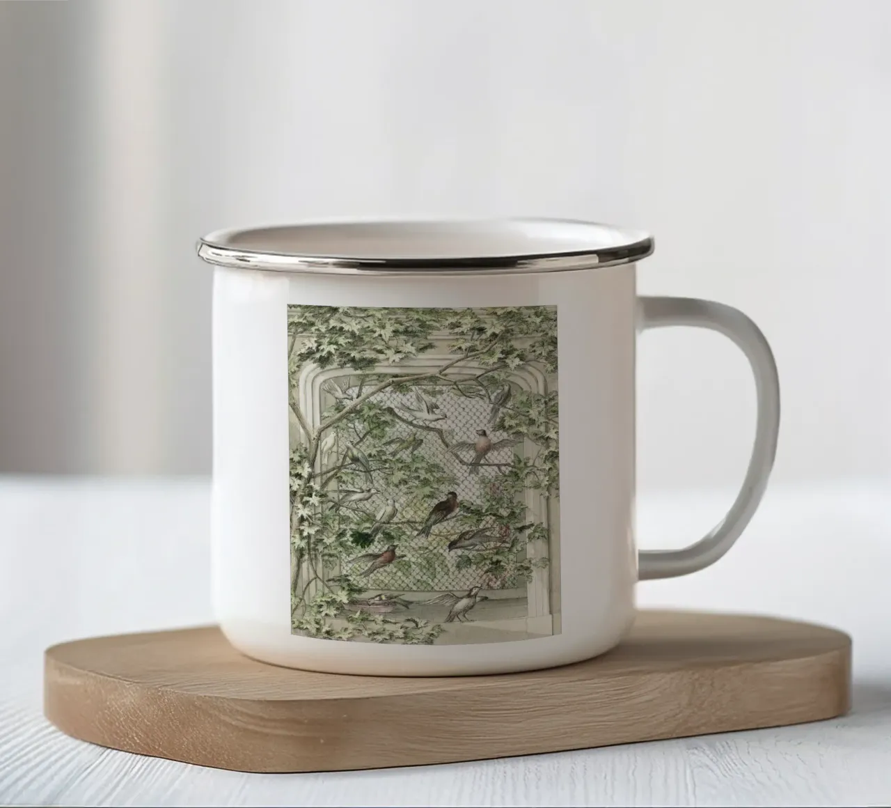 Aviary with fourteen birds tazza in smalto da vintageshop