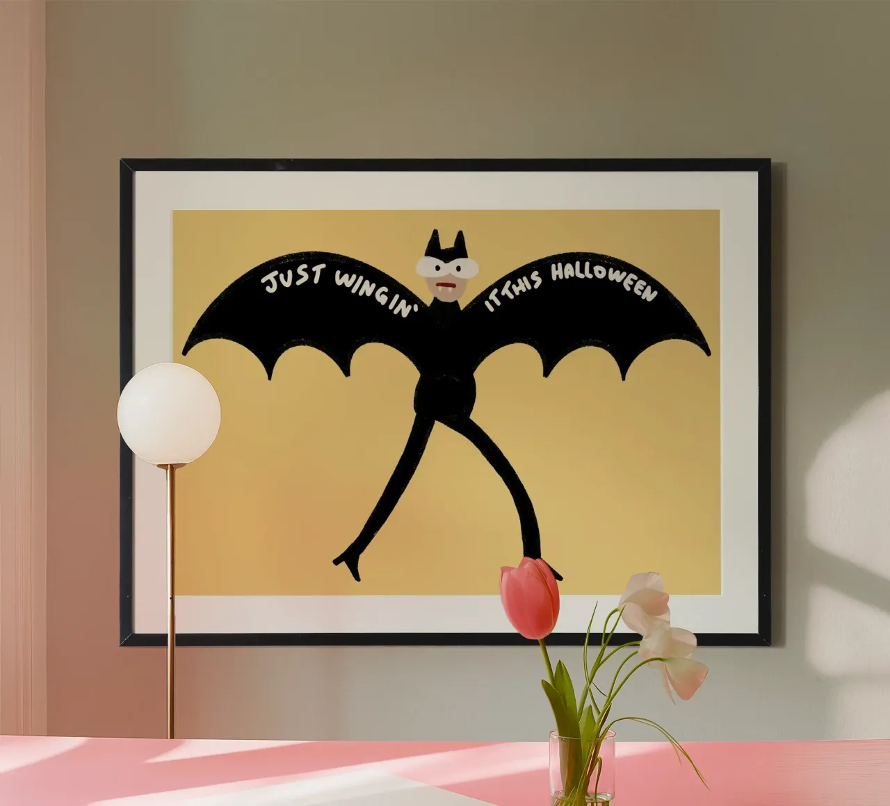Lustiges Fledermaus-Kostüm mit Druck: "Just Wingin' It" Poster von vintagepod