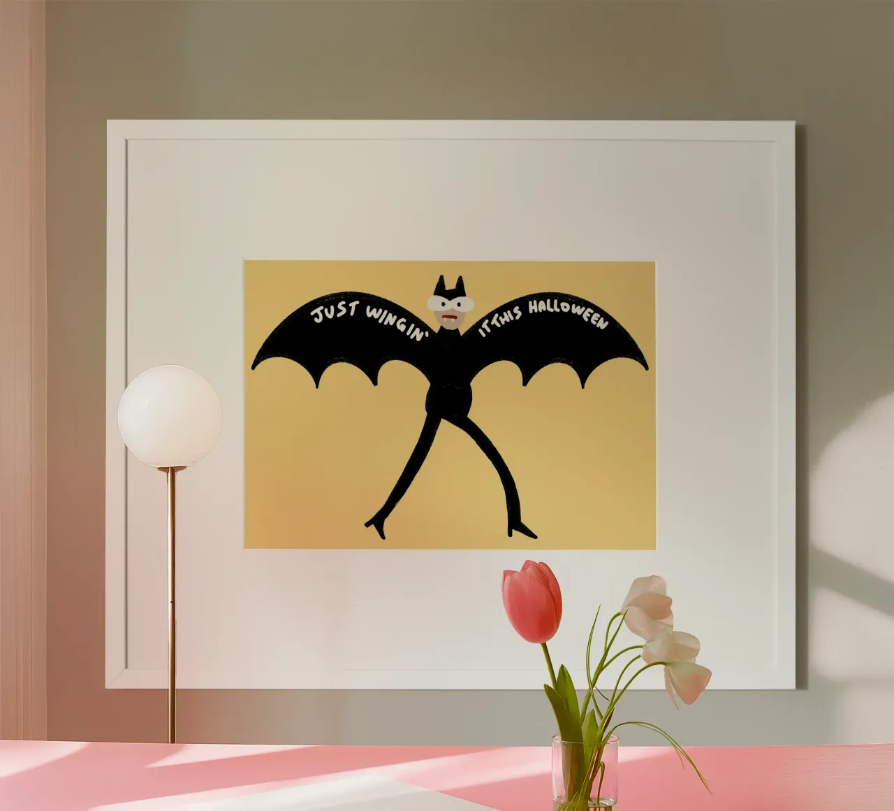 Lustiges Fledermaus-Kostüm mit Druck: "Just Wingin' It" Poster von vintagepod