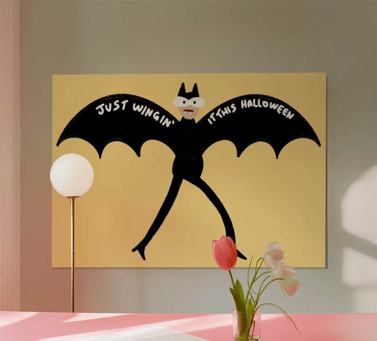 Lustiges Fledermaus-Kostüm mit Druck: "Just Wingin' It" Poster von vintagepod