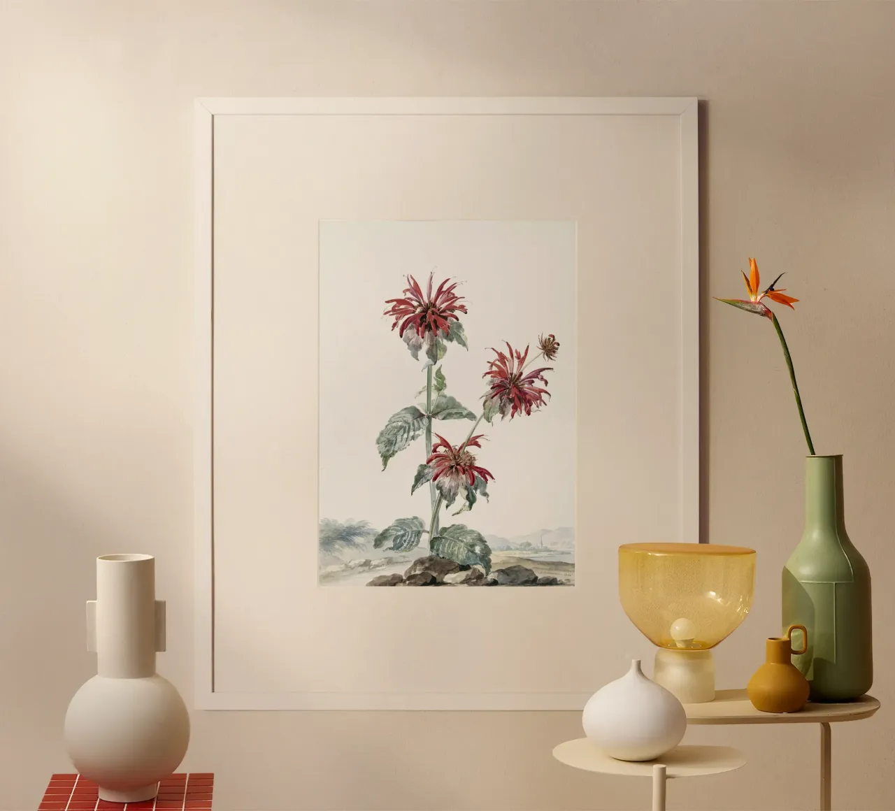A Red Bergamot in a Landscape Poster von vintageshop