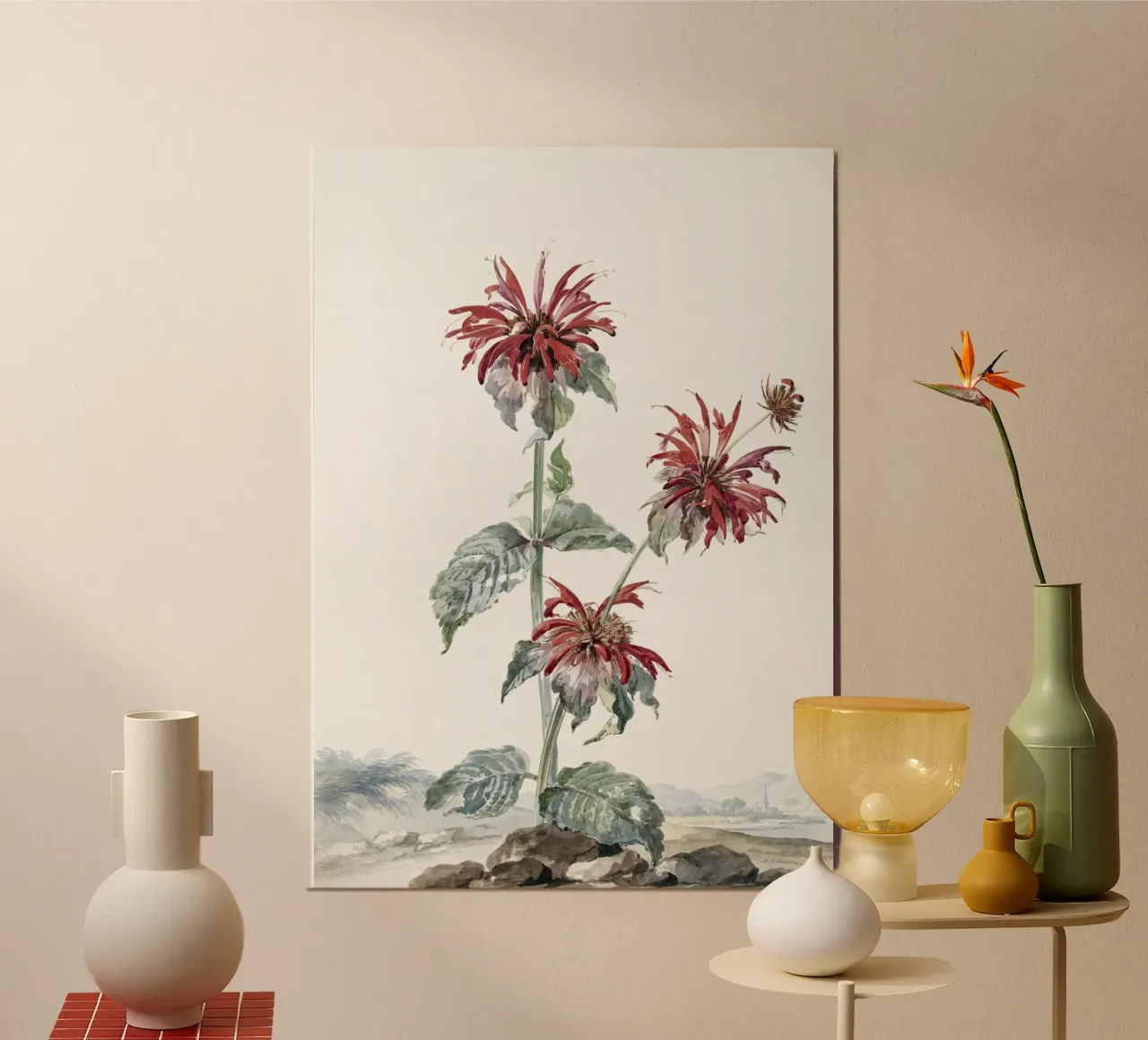 A Red Bergamot in a Landscape Poster von vintageshop