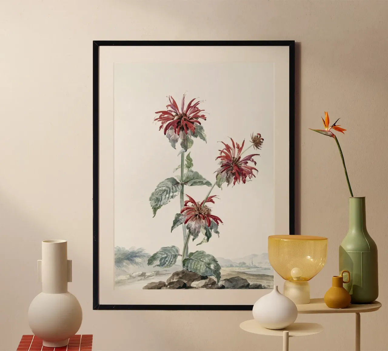 A Red Bergamot in a Landscape Poster von vintageshop