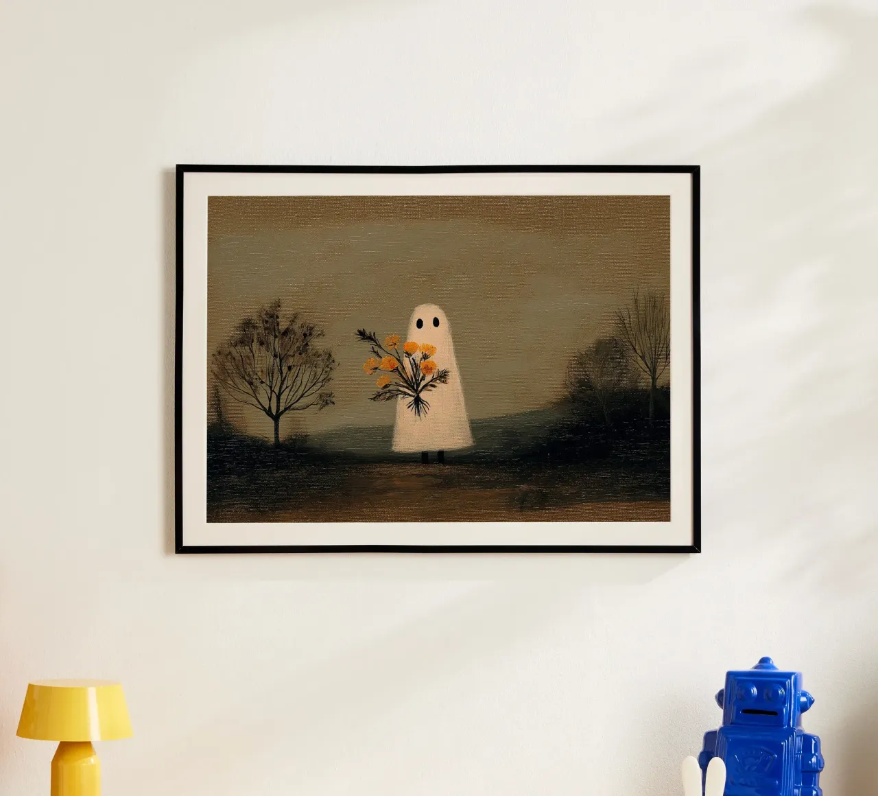 Fantasma con flores: Moody Halloween Art Print poster de vintagepod
