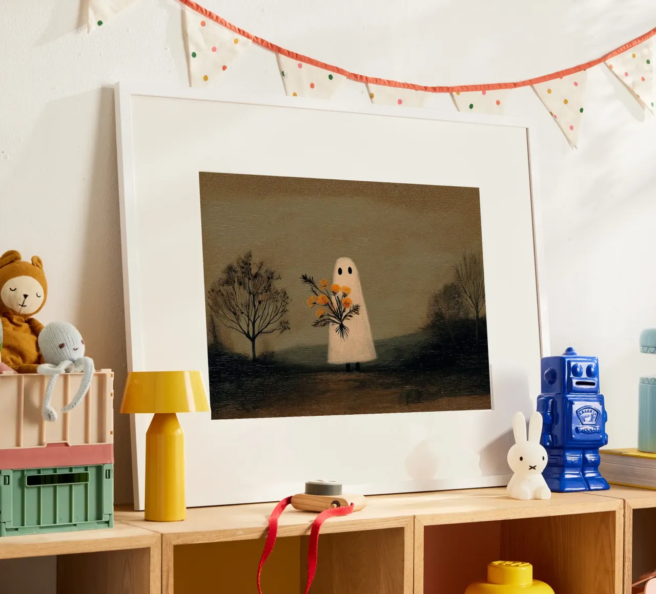 Fantasma con flores: Moody Halloween Art Print poster de vintagepod