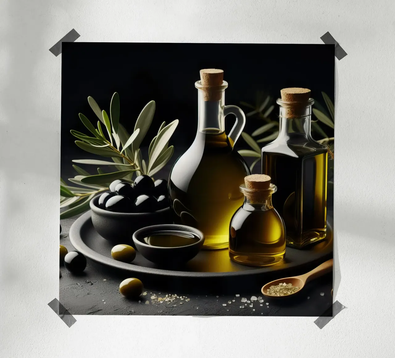 Natura morta di olio d'oliva poster da 🥩 The tasty wall