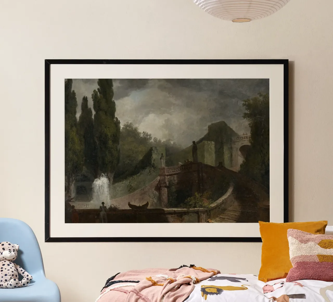 Paesaggio romantico: Stampa fontana e statua spettrale poster da vintagepod
