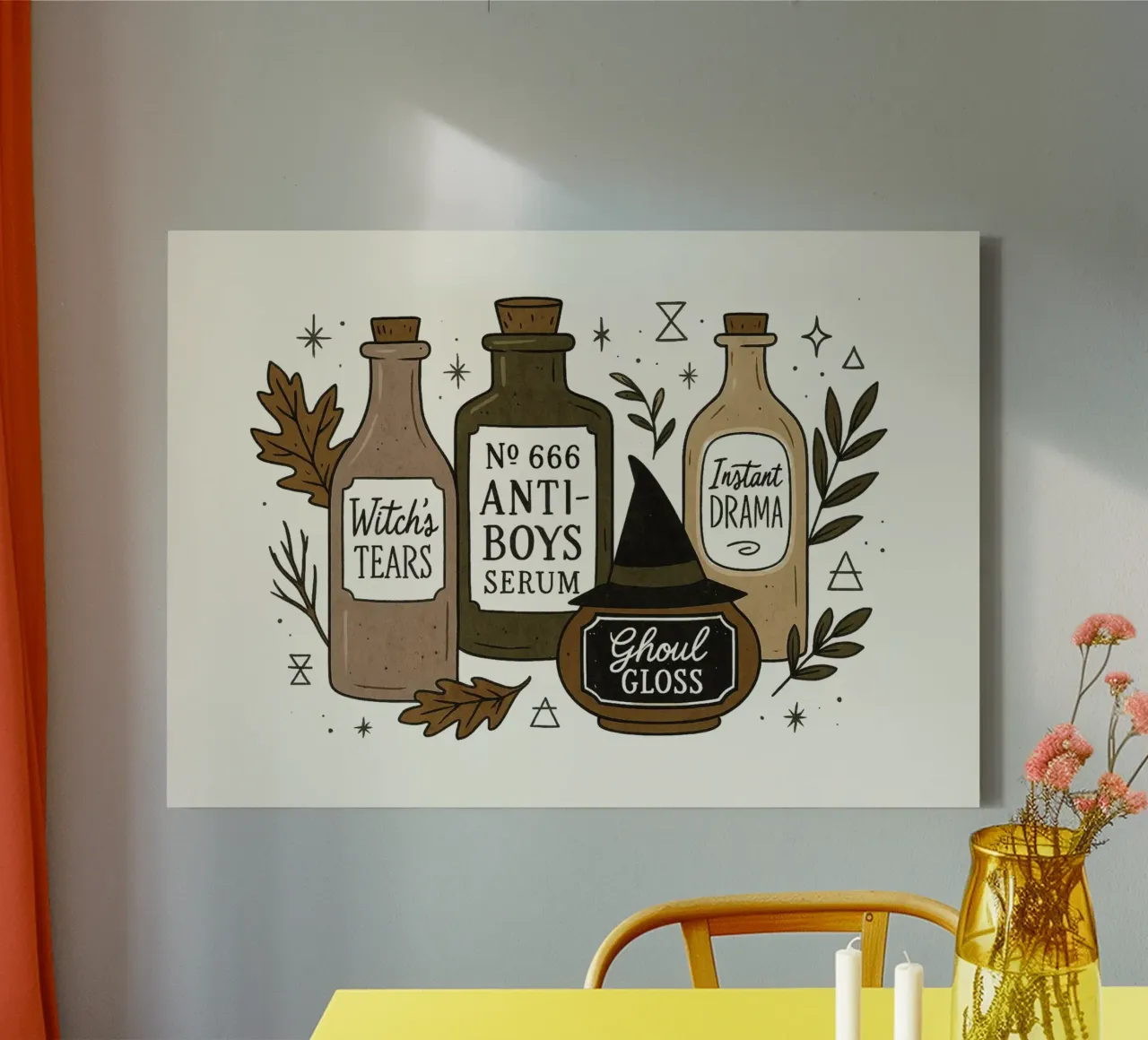 Heksenketels Print: Spookachtige apothekerskunst canvas met Baklijst van vintagepod