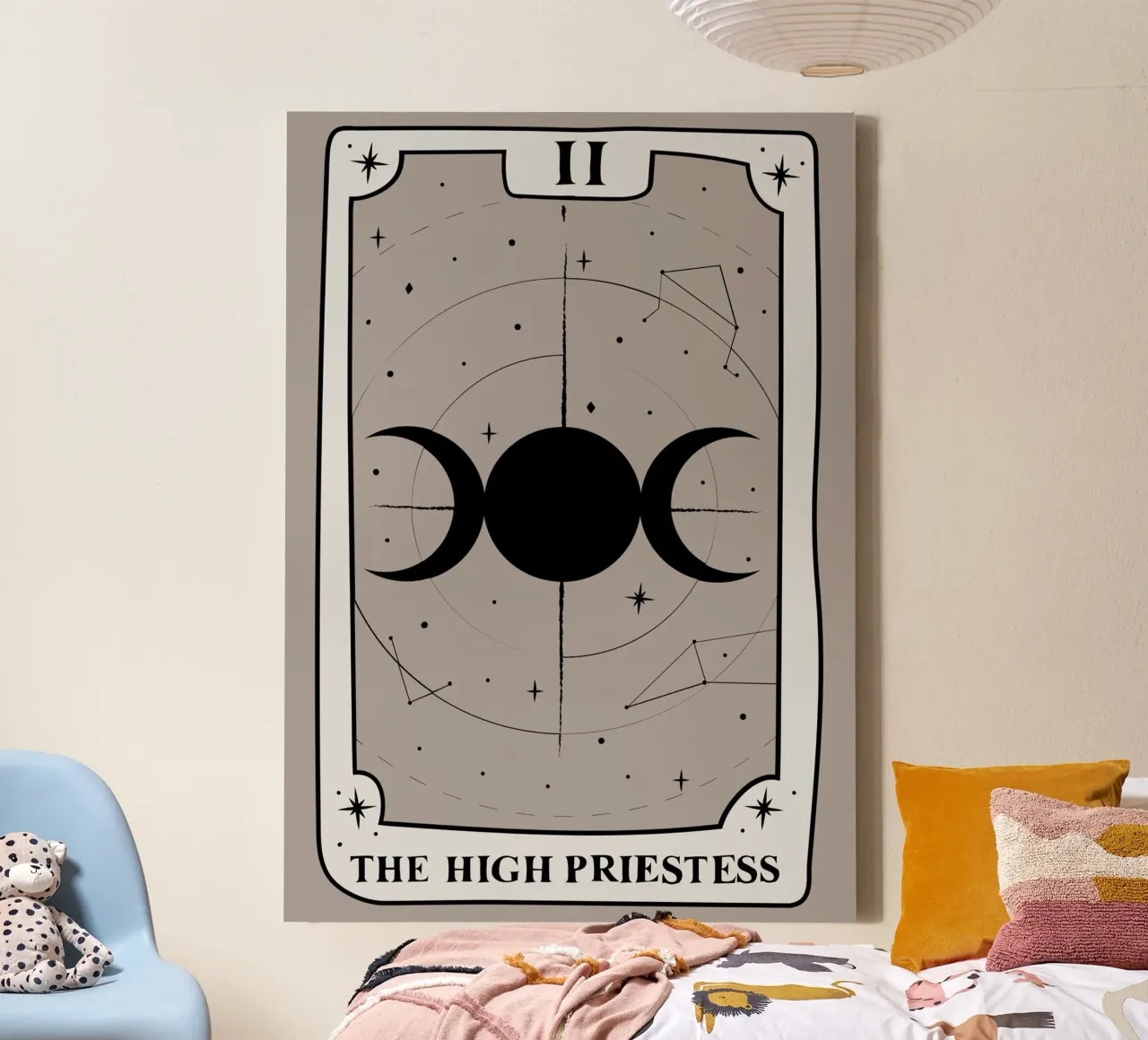 Hoge Priesteres Tarot: Drievoudige Maan Godin Print canvas met Baklijst van vintagepod