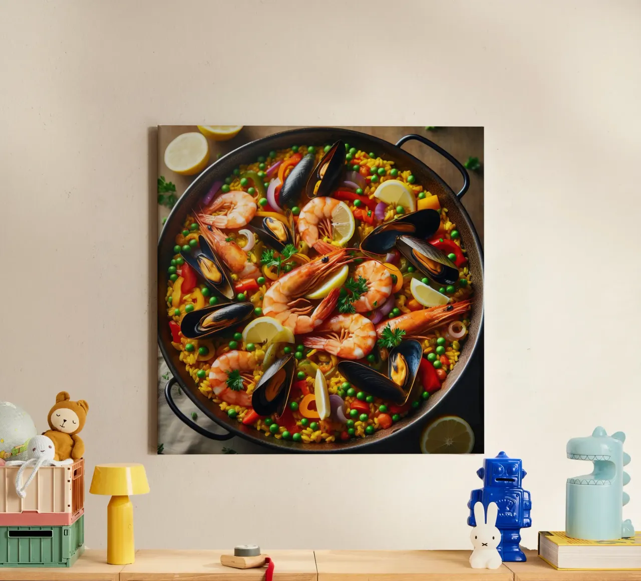Paella spagnola tela con Cornice a cassetta da 🥩 The tasty wall