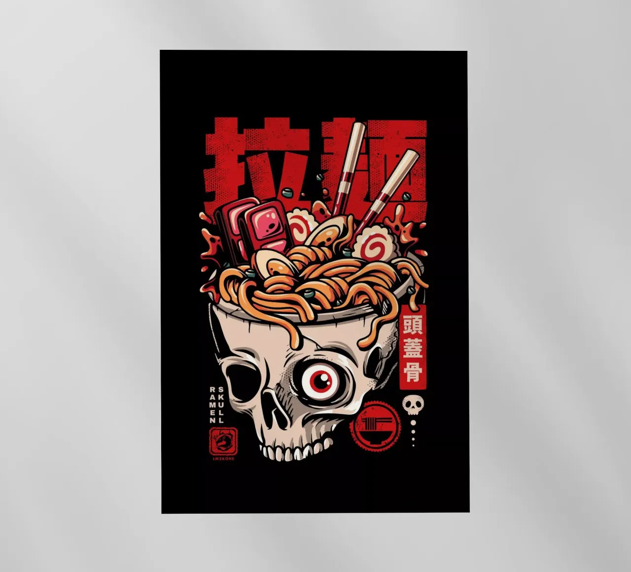 Tagliatelle di ramen con teschio pellicola backlit da LM2KONE