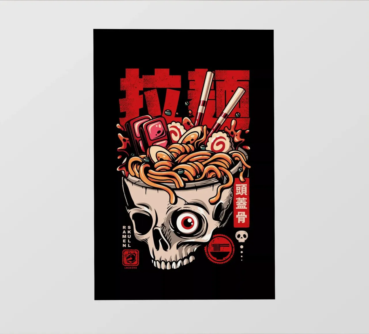 Tagliatelle di ramen con teschio pellicola backlit da LM2KONE