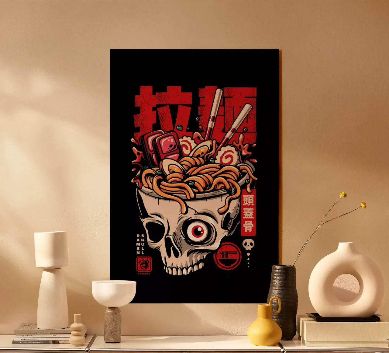 Tagliatelle di ramen con teschio plexiglass da LM2KONE