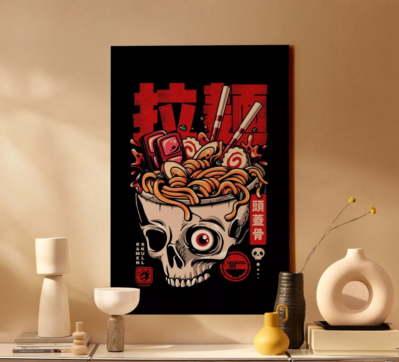 Tagliatelle di ramen con teschio tela con Cornice a cassetta da LM2KONE