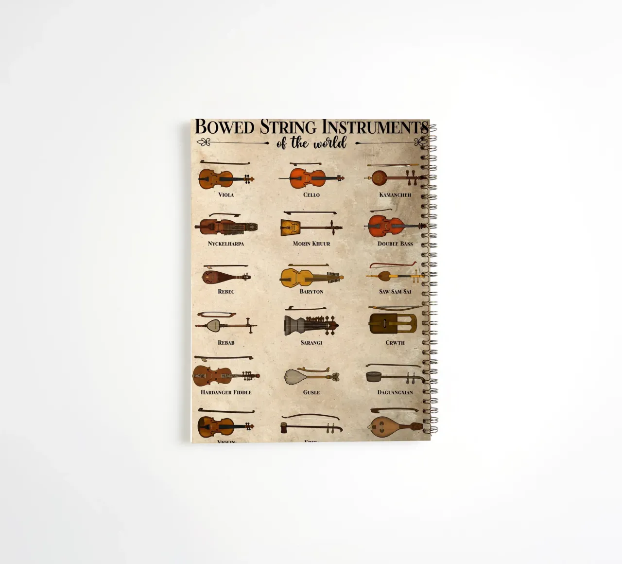 String instruments of the world spiral notebook by pixelbull - medieval art and more