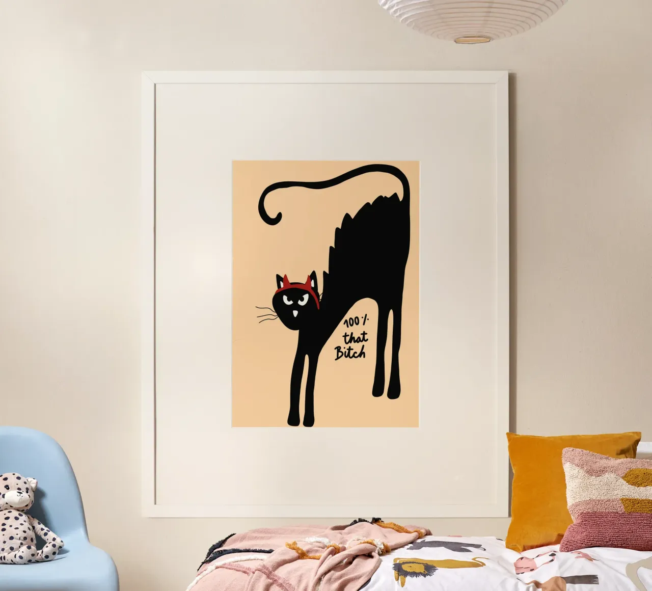 Poster del gatto "100% That Bitch", arte di Halloween sgargiante poster da vintagepod