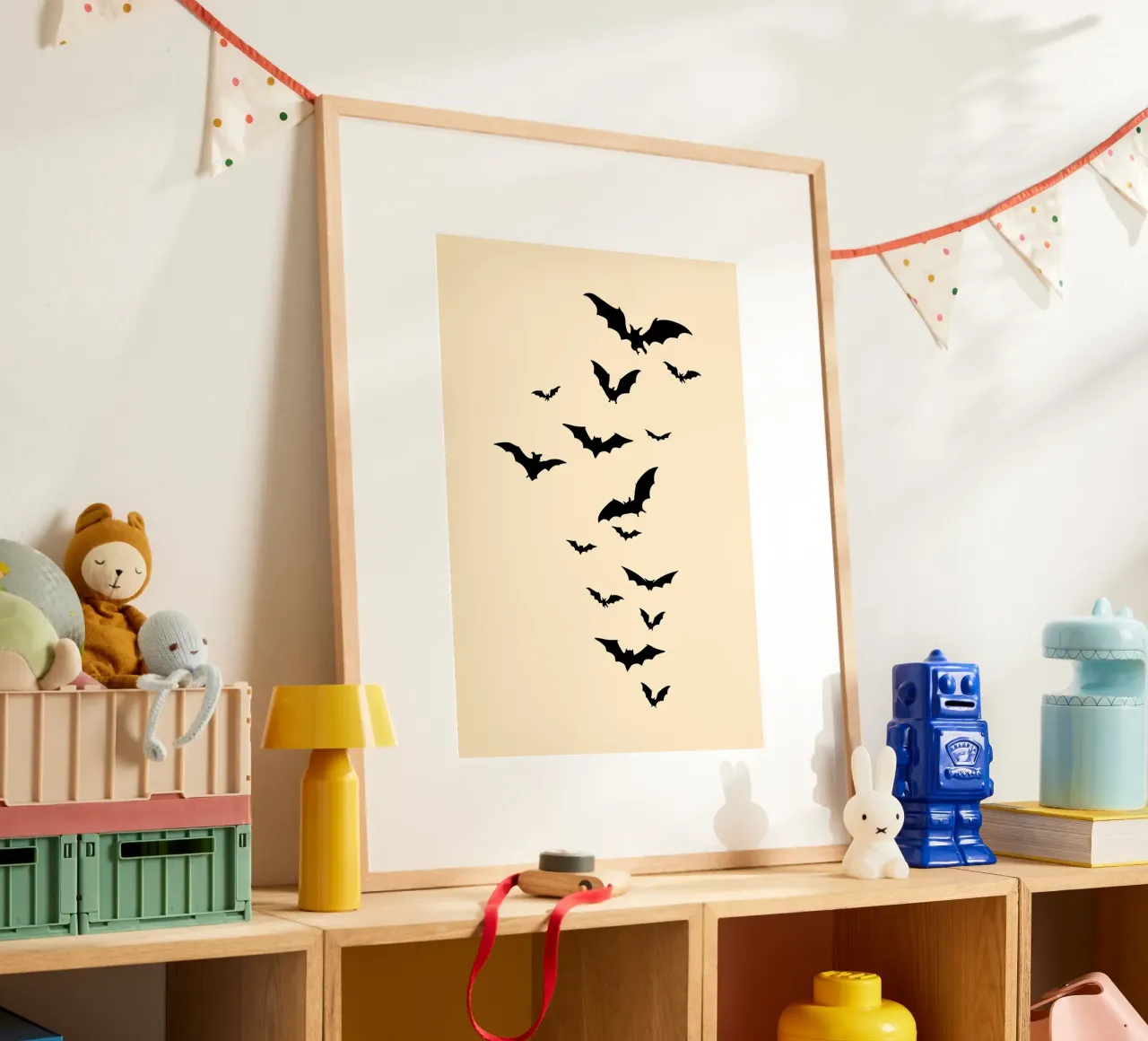Pipistrelli minimalisti, stagione spettrale, arte murale di tendenza poster da vintagepod