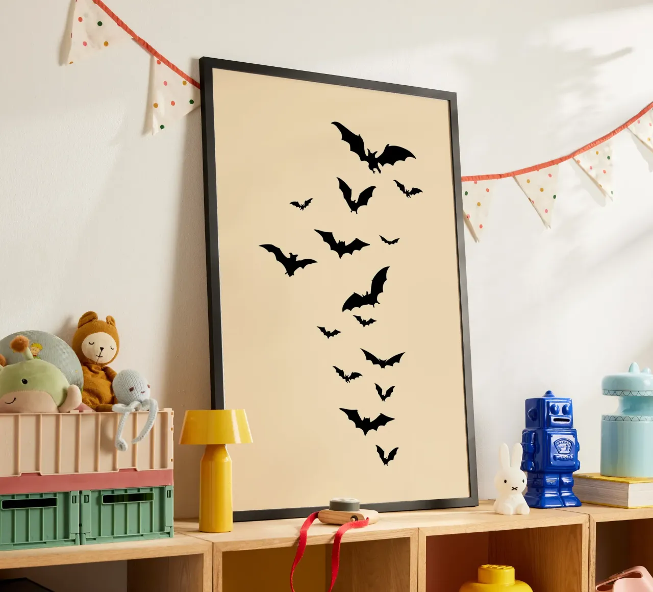Pipistrelli minimalisti, stagione spettrale, arte murale di tendenza poster da vintagepod