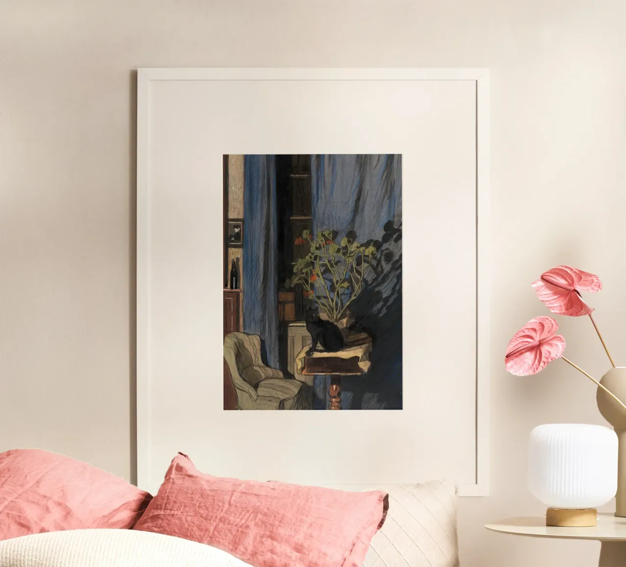 Theophile Alexandre Steinlen, Pittura del gatto nero poster con telaio in legno da vintagepod