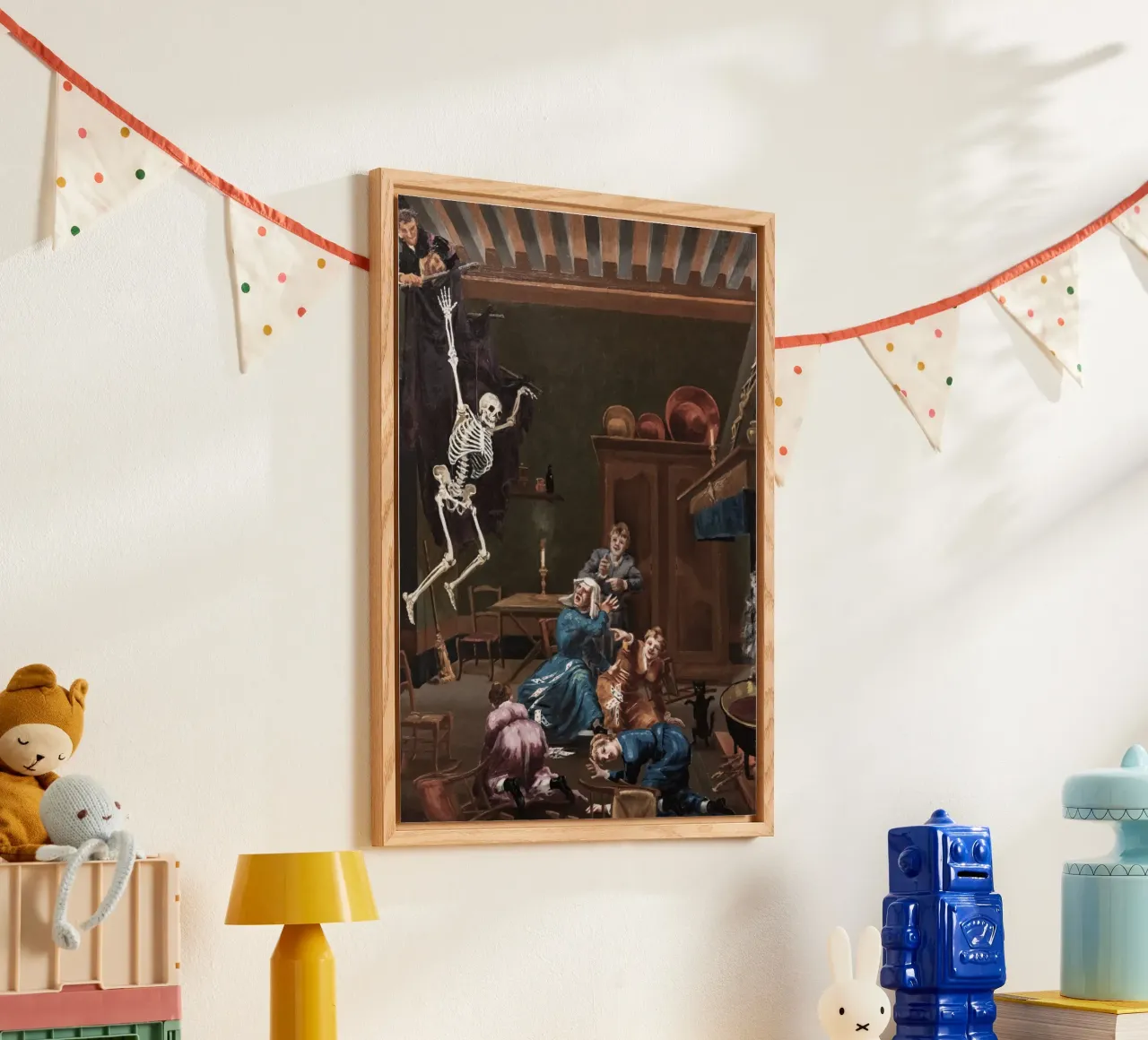 Il falso scheletro, dipinto d'epoca, interno gotico plexiglass da vintagepod