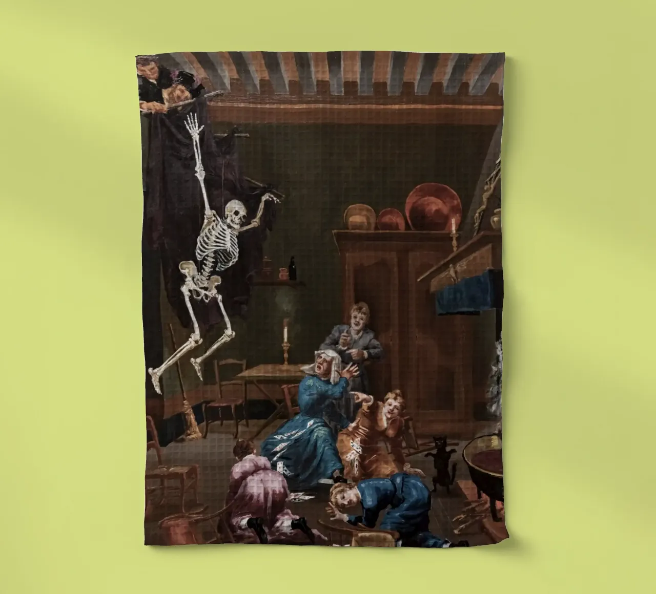 Il falso scheletro, dipinto d'epoca, interno gotico canovaccio da cucina da vintagepod
