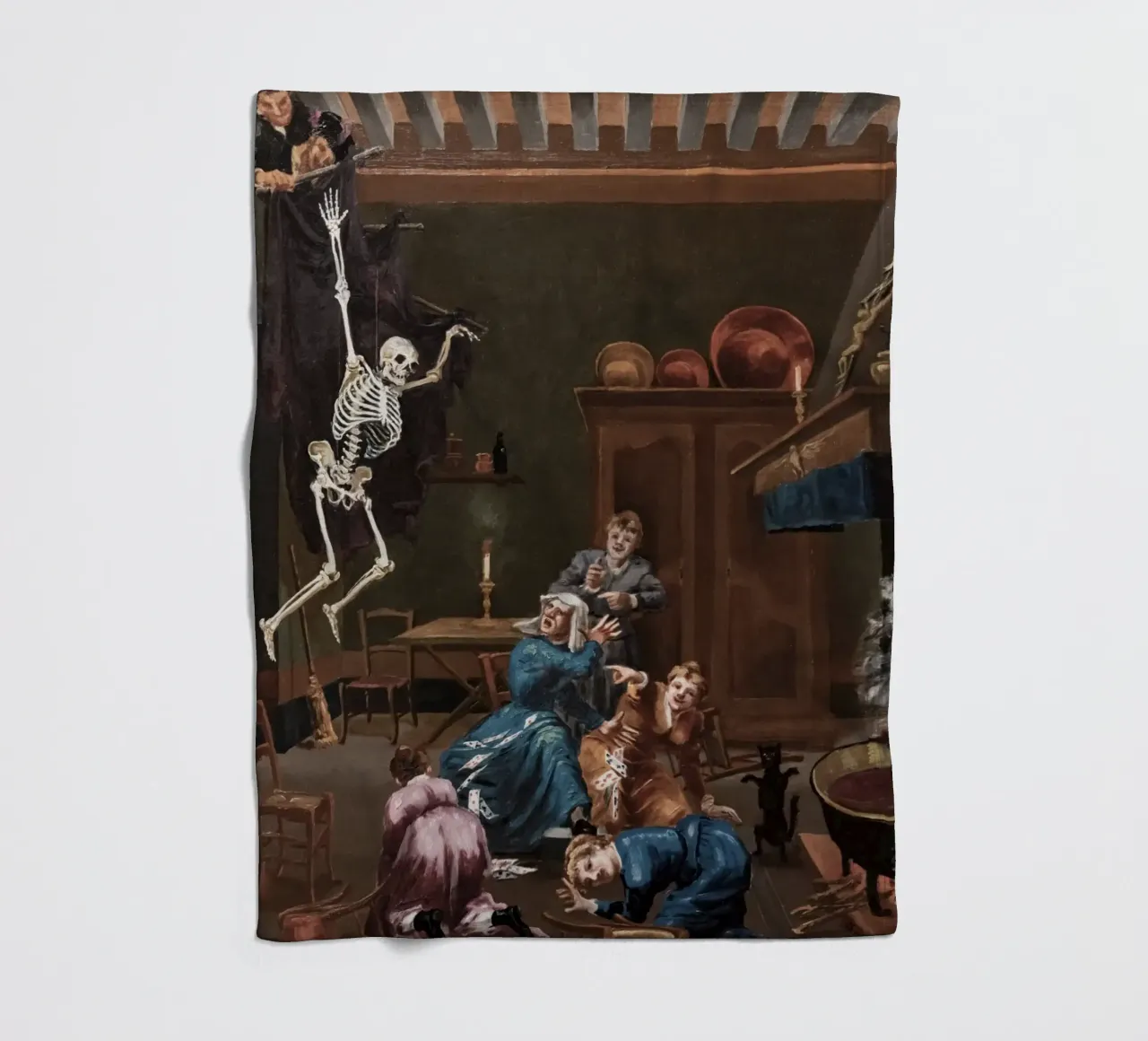 Il falso scheletro, dipinto d'epoca, interno gotico coperta in pile da vintagepod
