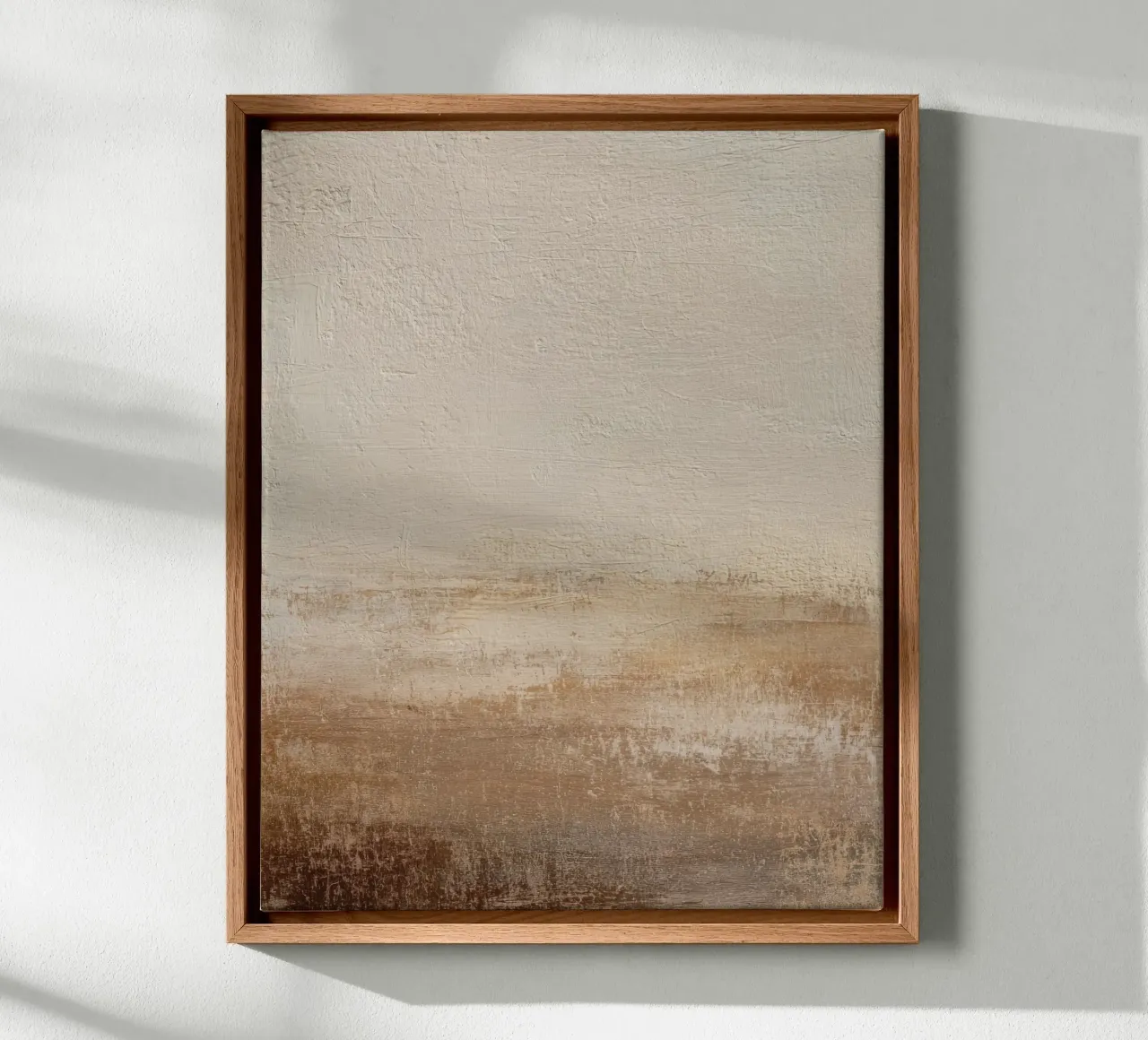 Peinture abstraite de paysage neutre dans des tons chauds et terreux toile avec Caisse américaine de Artbyvo