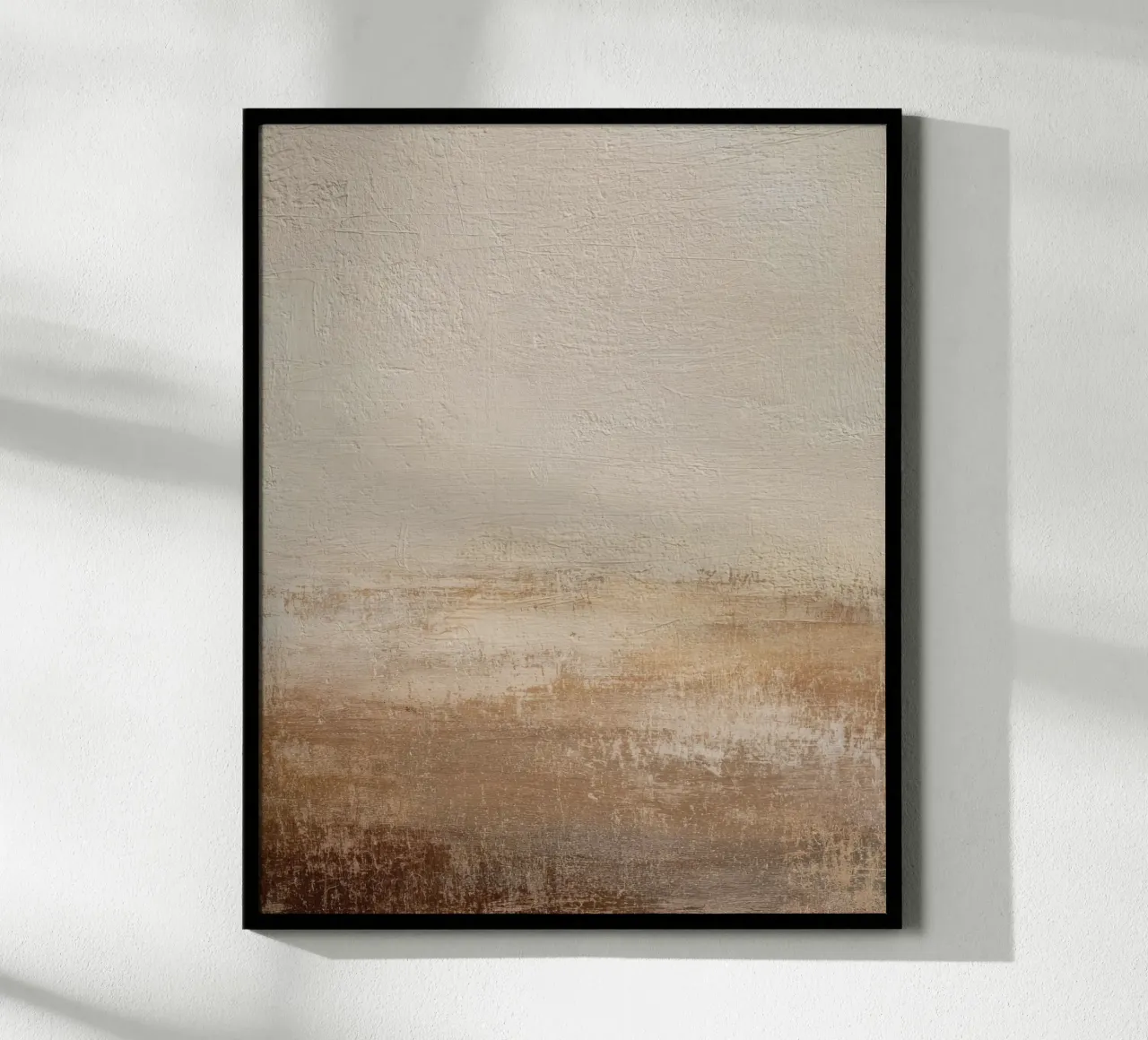Paesaggio astratto neutro dipinto in calde tonalità terrose poster da Artbyvo