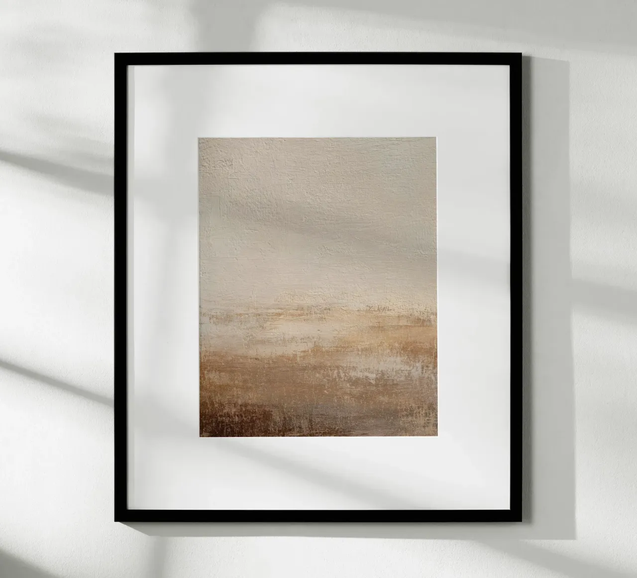 Paesaggio astratto neutro dipinto in calde tonalità terrose poster da Artbyvo