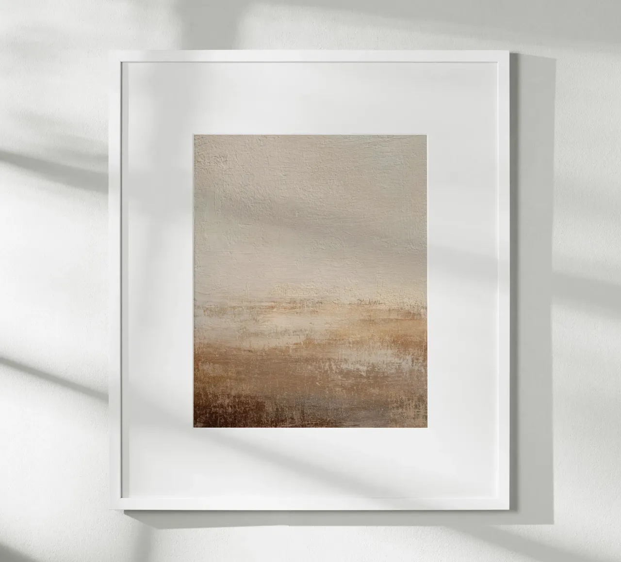 Paesaggio astratto neutro dipinto in calde tonalità terrose poster da Artbyvo