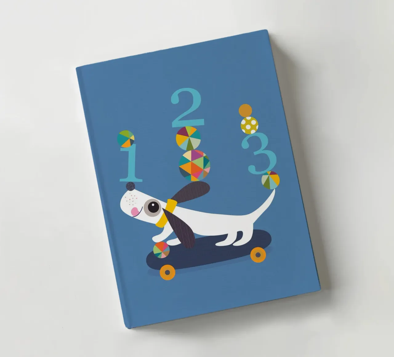 Playful Pup on a Skateboard with Numbers notebook by JaySan Studio