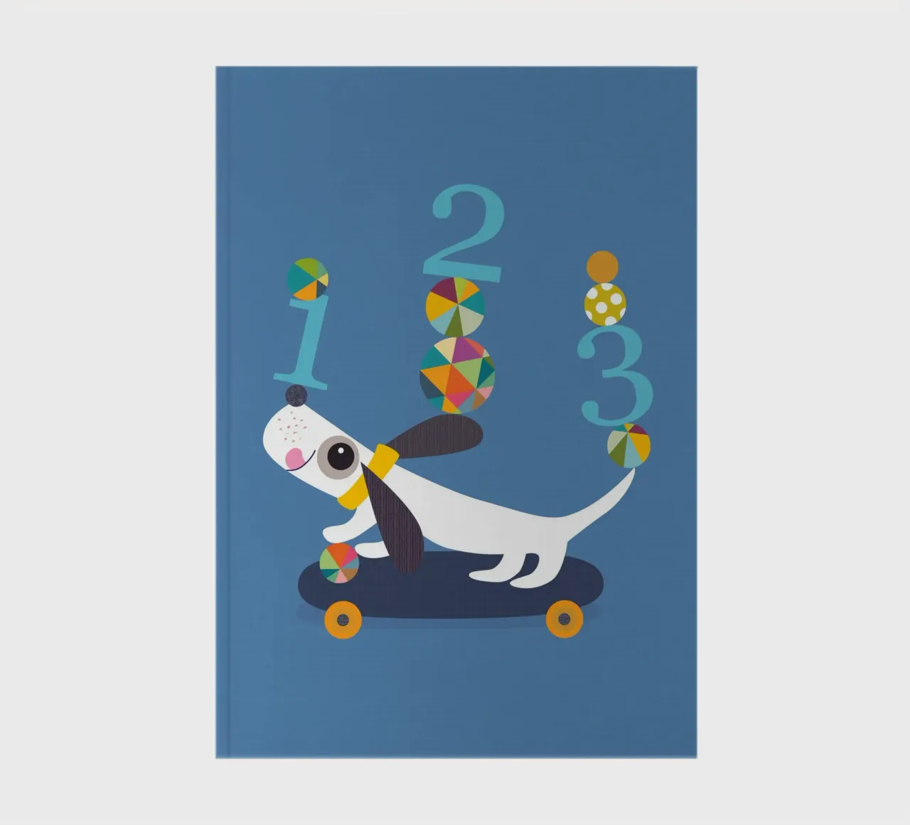 Playful Pup on a Skateboard with Numbers notebook by JaySan Studio