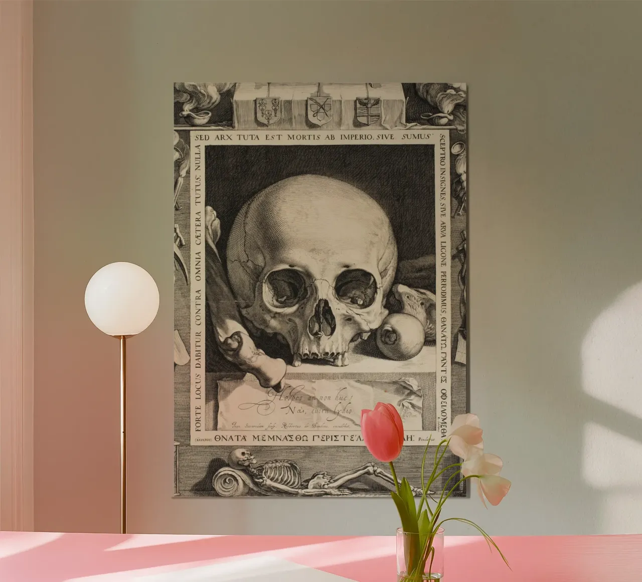 Teschio d'epoca, Dark Academia, Incisione rinascimentale poster con telaio in plastica da vintagepod