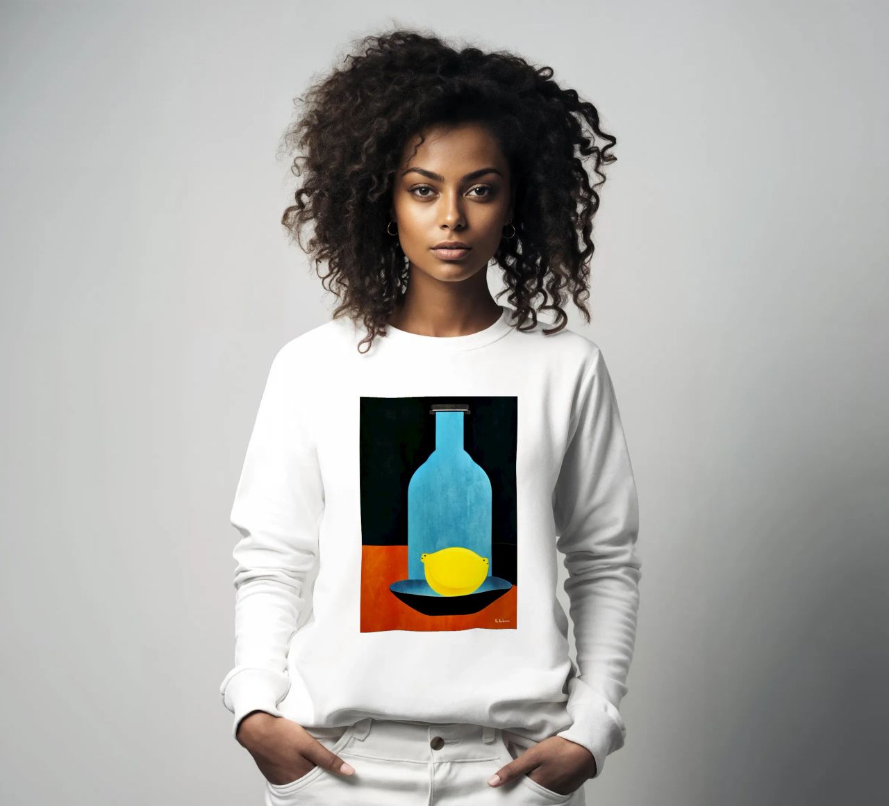 Blue Bottle With (Happy) Lemon Sweatshirt von Bo Anderson