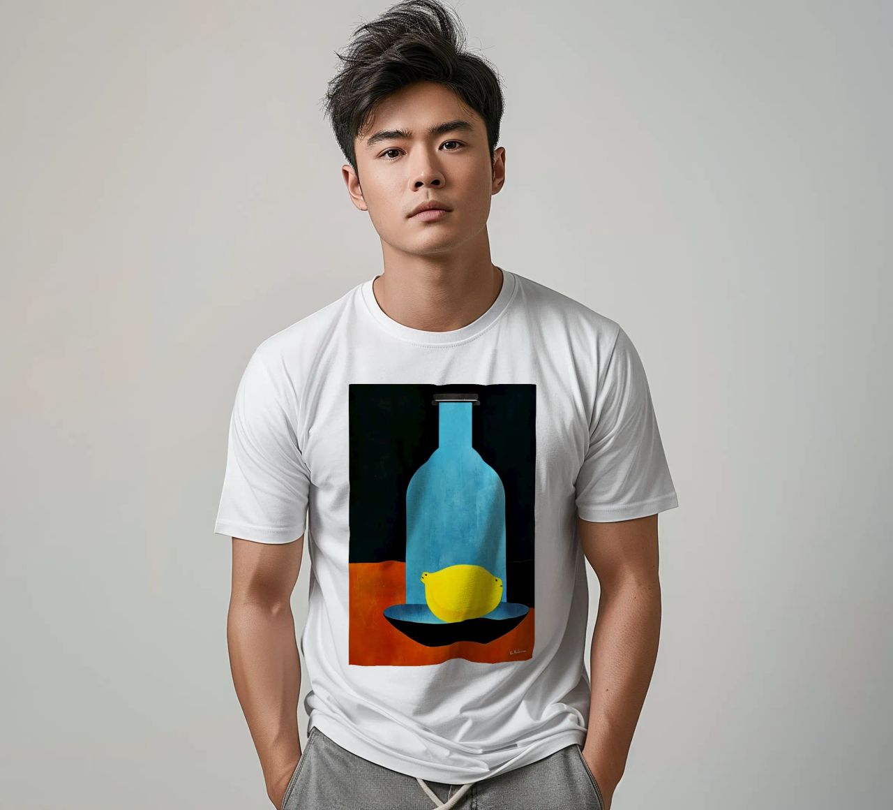 Blue Bottle With (Happy) Lemon T-Shirt von Bo Anderson