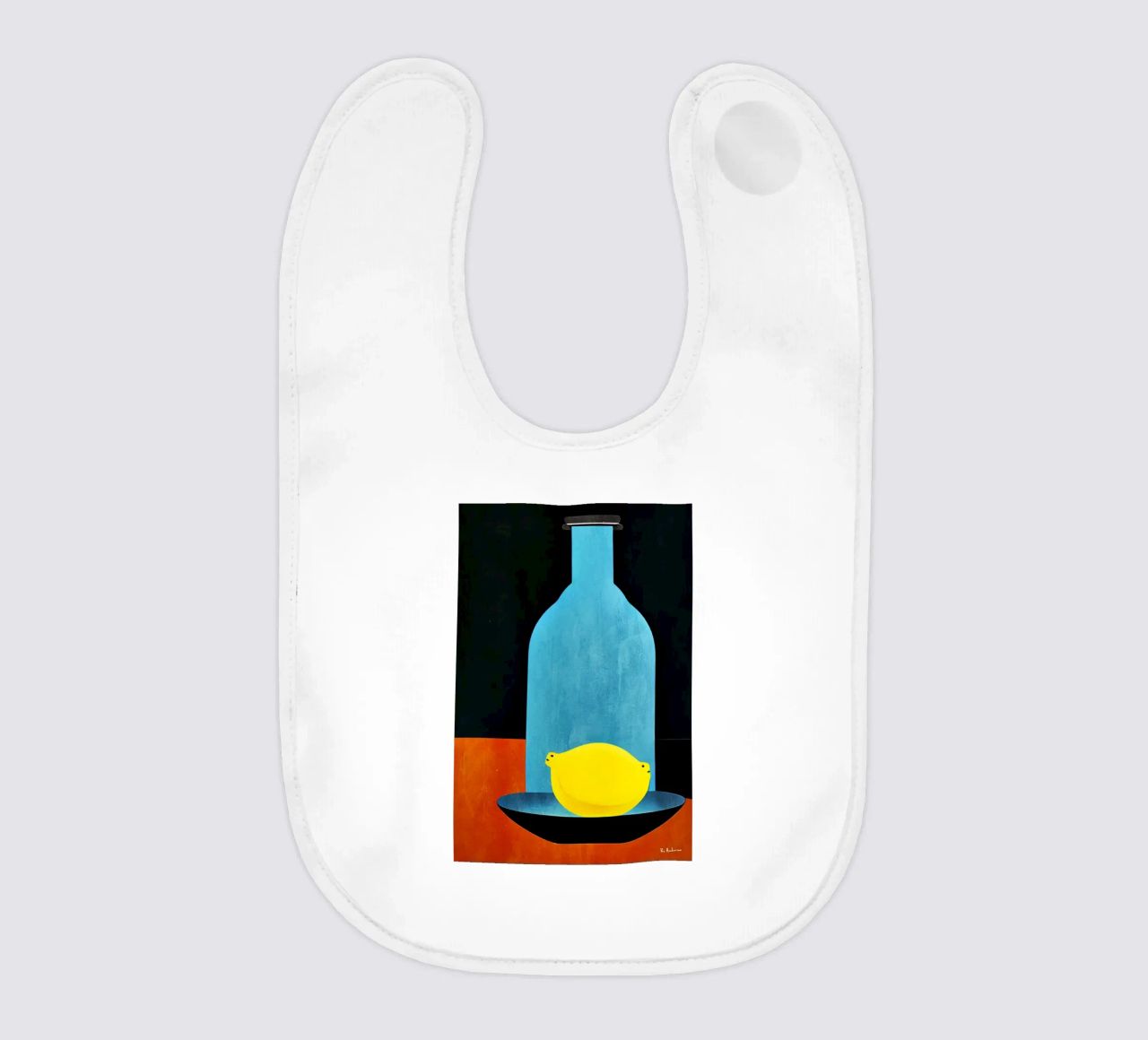 Blue Bottle With (Happy) Lemon Babylätzchen von Bo Anderson