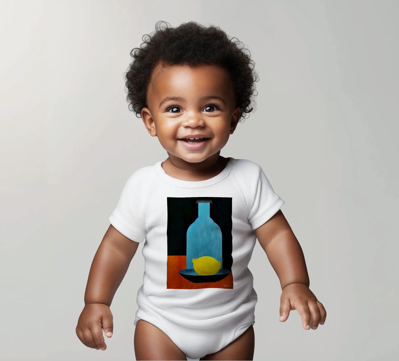 Blue Bottle With (Happy) Lemon Kurzarm Babybody von Bo Anderson
