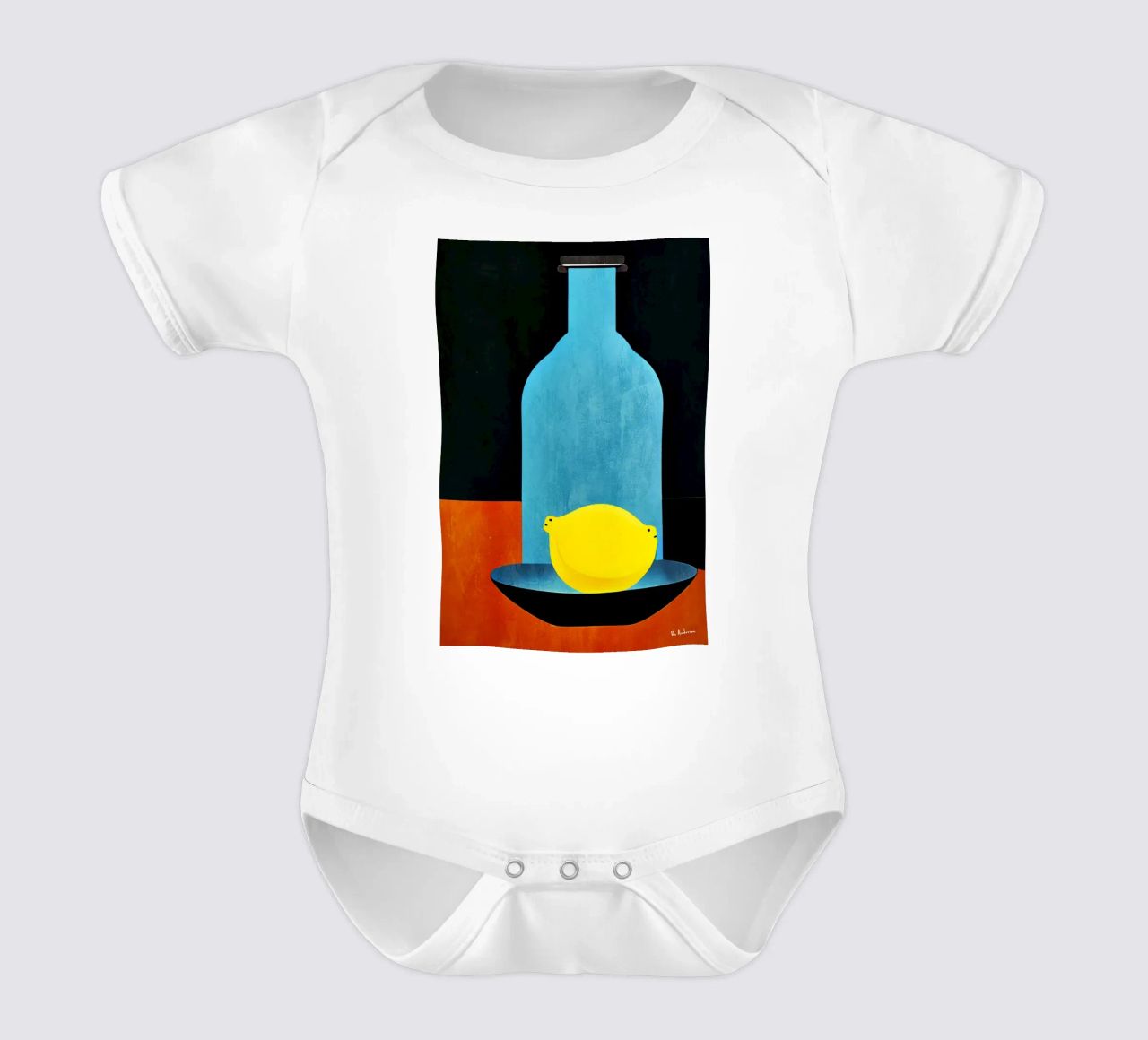 Blue Bottle With (Happy) Lemon Kurzarm Babybody von Bo Anderson