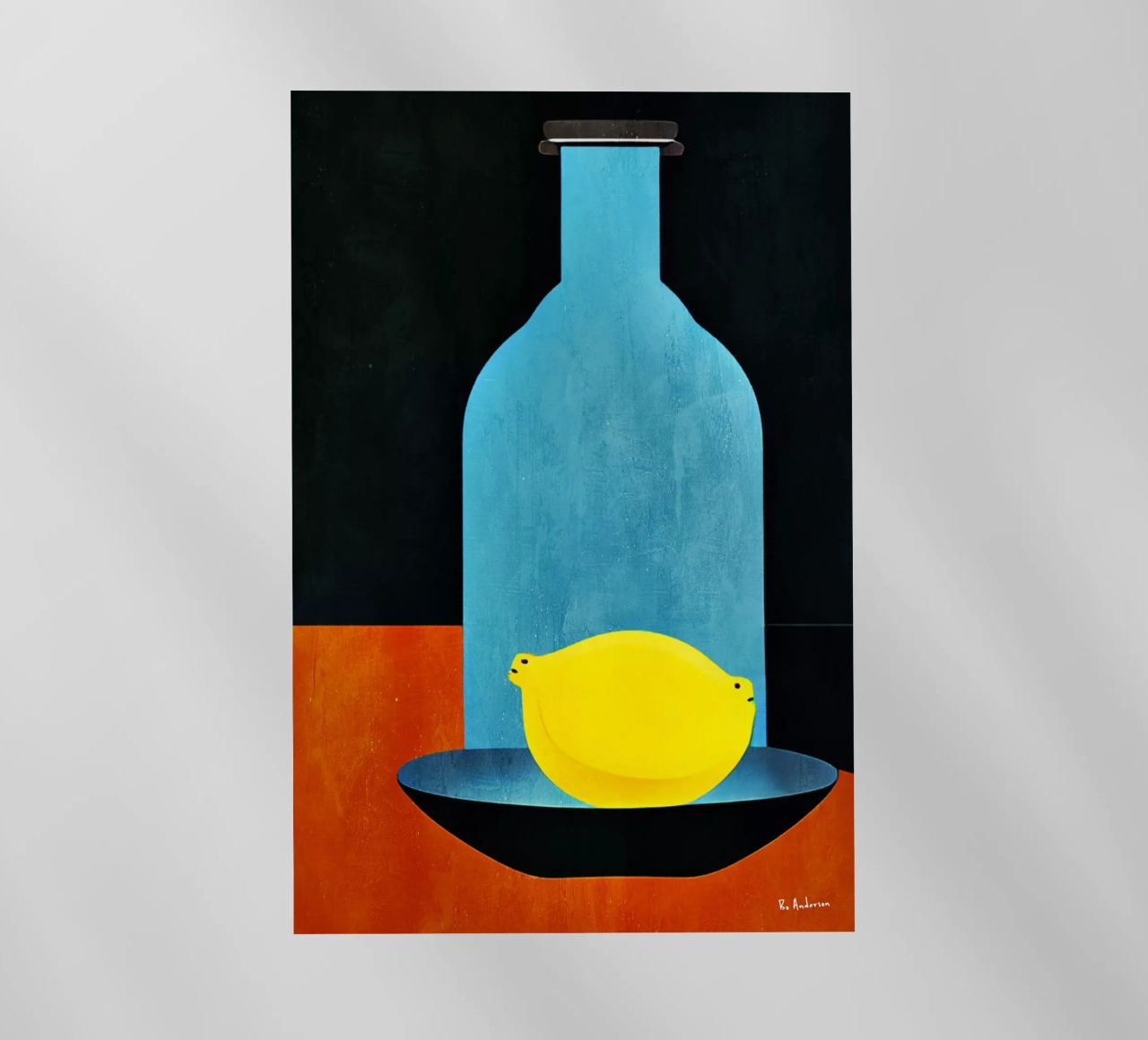 Blue Bottle With (Happy) Lemon pellicola backlit da Bo Anderson