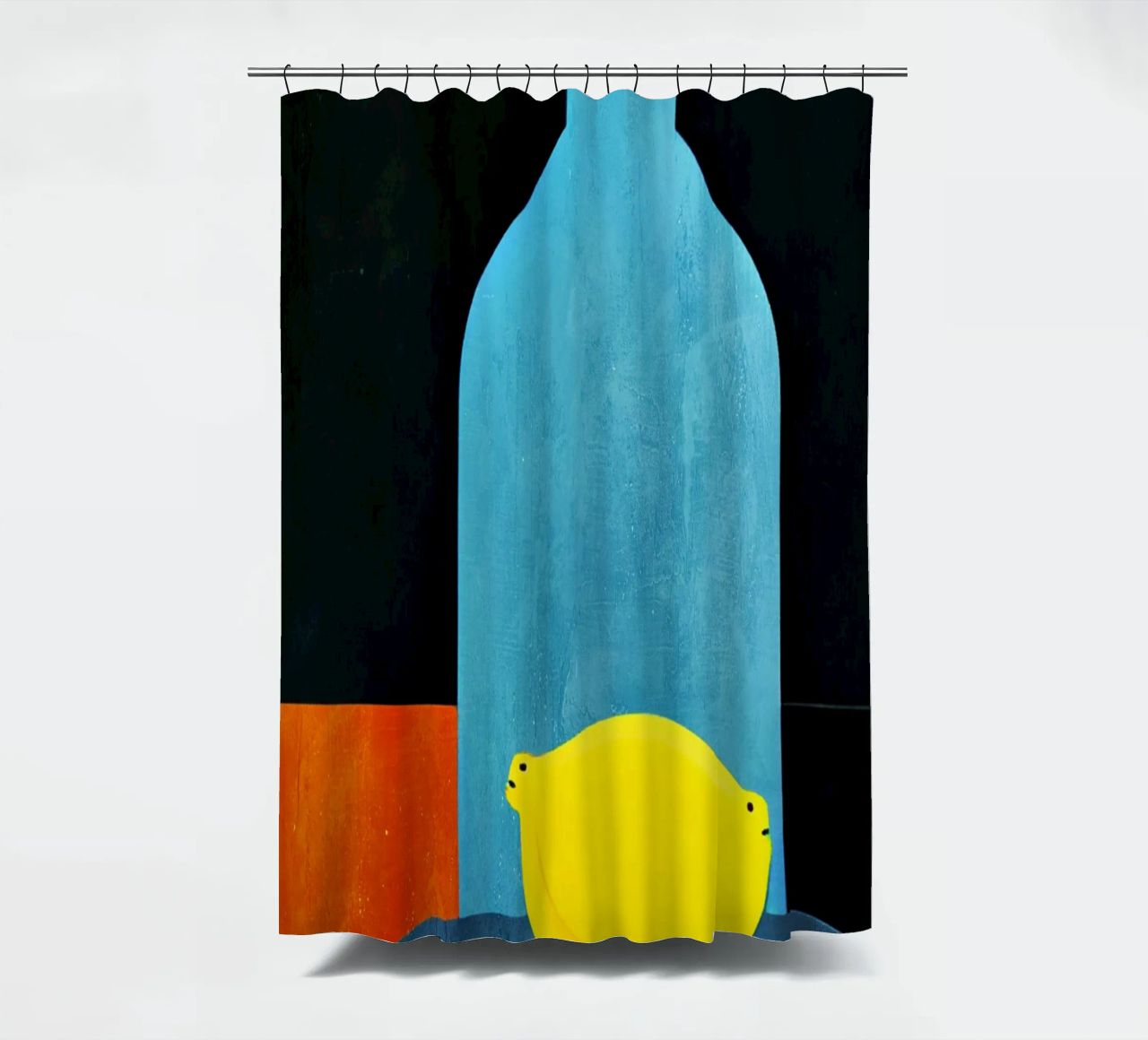 Blue Bottle With (Happy) Lemon Duschvorhang von Bo Anderson